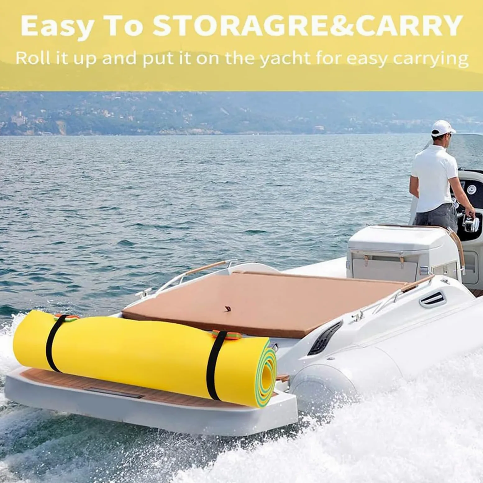 Tappetino Galleggiante, Materassino Galleggiante per Lago, Schiuma XPE a 3 Strati Resistente agli Strappi per Barca, Spiaggia, Oceano, Piscina, Lago,Giallo,250x90x 3.3cm
