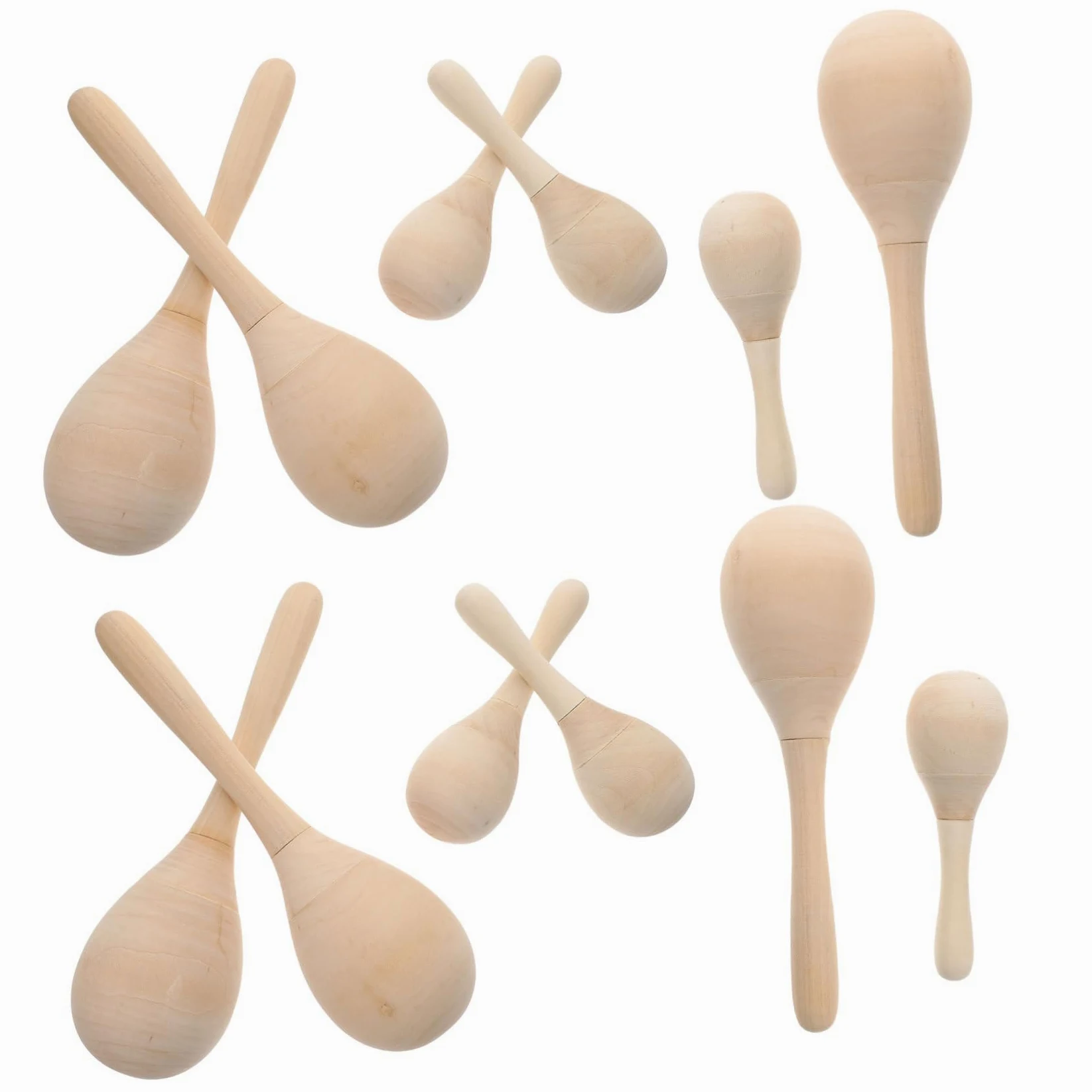 BESPORTBLE Maracas di Legno Sonagli Musicali per Ragazzo Ragazza 12 Pezzi Fai da Te Colorabili Strumenti Educativi per Feste Compleanno Giochi Didattici per Coordinazione Mano-cervello