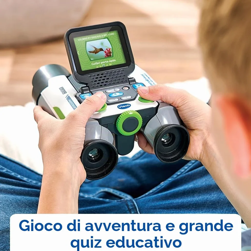VTech - Genius XL Binocolo video interattivo, Binocolo per bambini 10x21 con schermo a colori, foto e video della BBC, giocattolo educativo scientifico, regalo per bambini dai 5 anni - Contenuto in