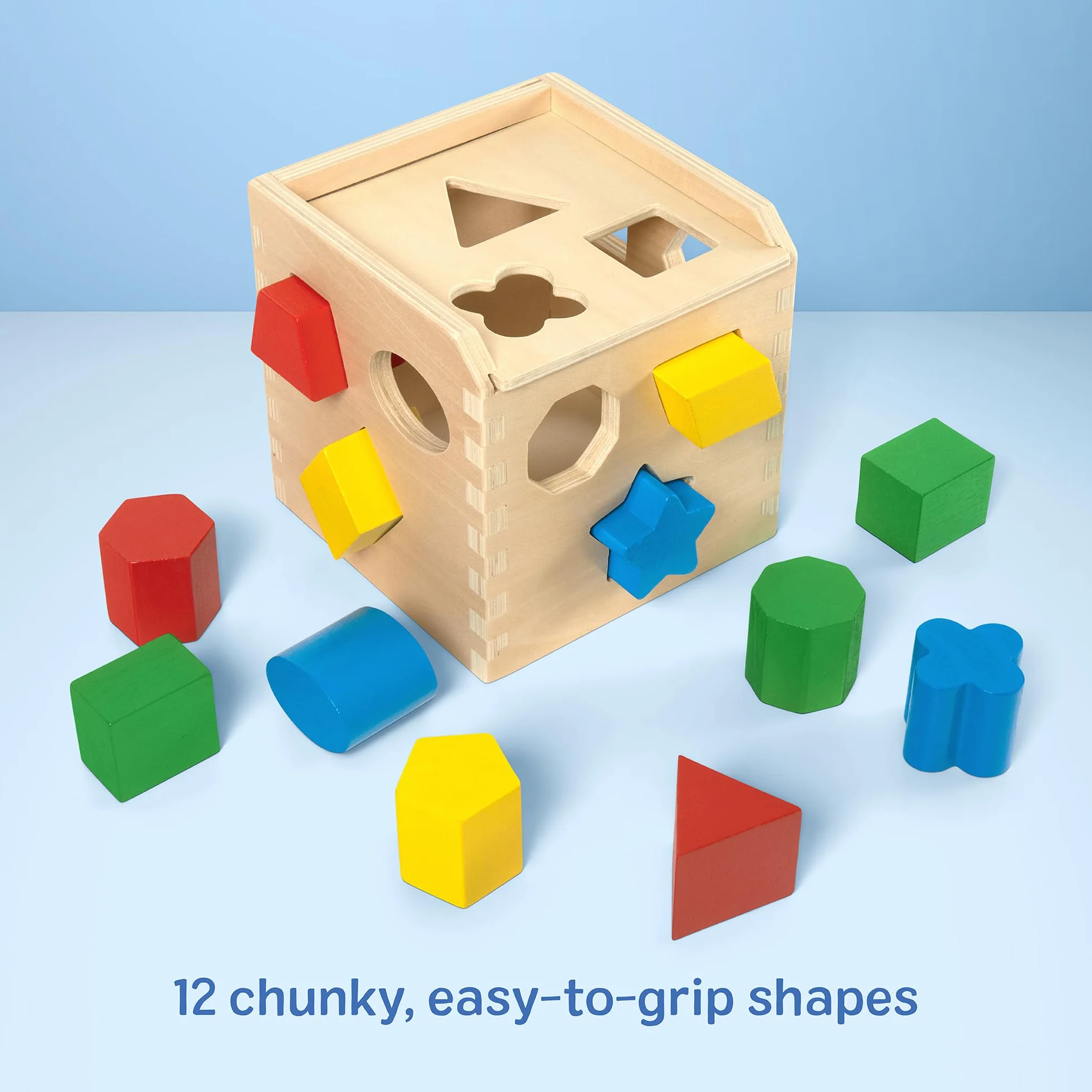 Melissa & Doug Cubo Incastri - Forme Geometriche in Legno, Giochi Educativi, Montessori, Regali per bambino e Bambina, +2 Anni