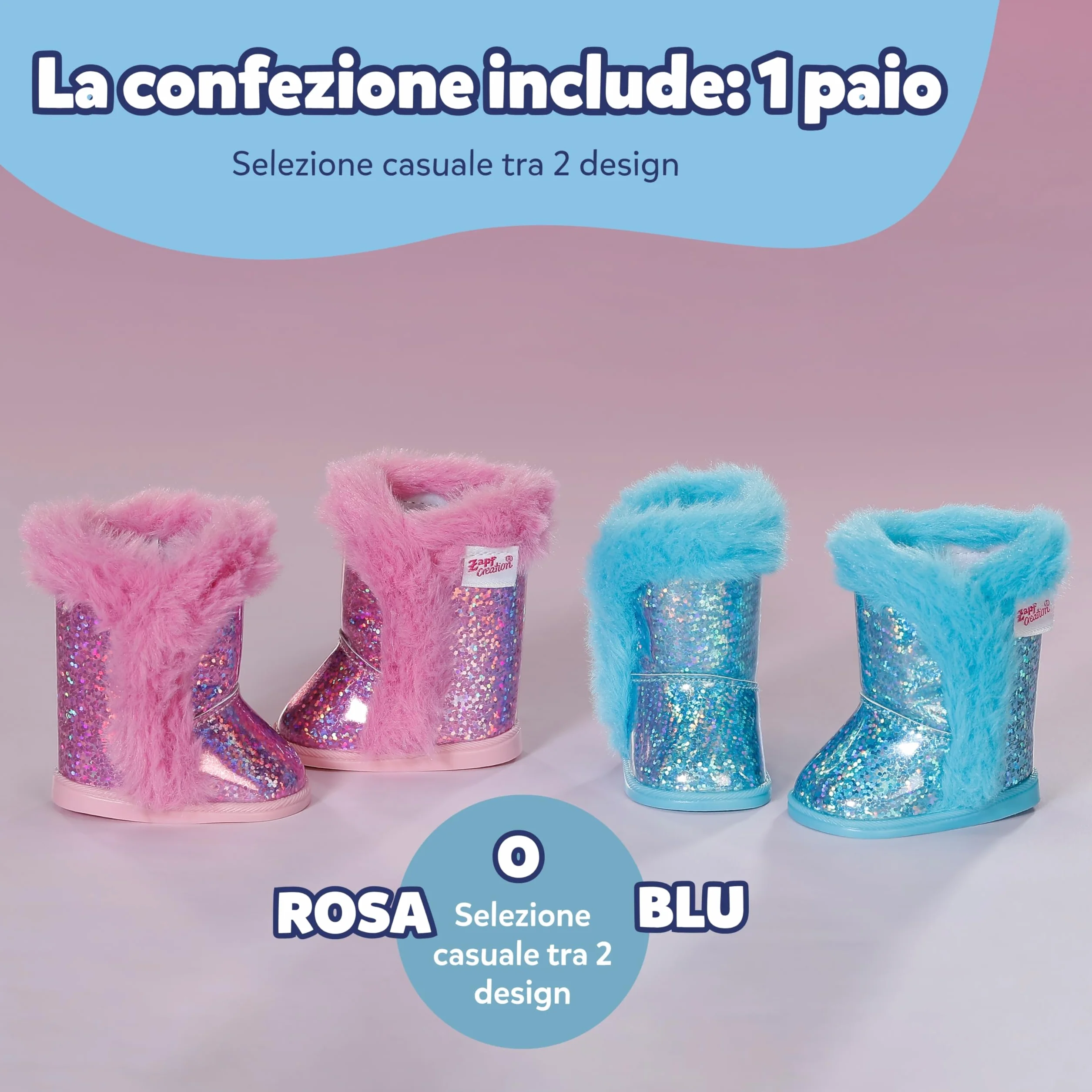 BABY born Stivaletti Glitter – 1 paio di scarpe per bambola in due design possibili – Selezione casuale del modello – Adatti a tutte le bambole da 43 cm – Accessorio per bambole di alta qualità