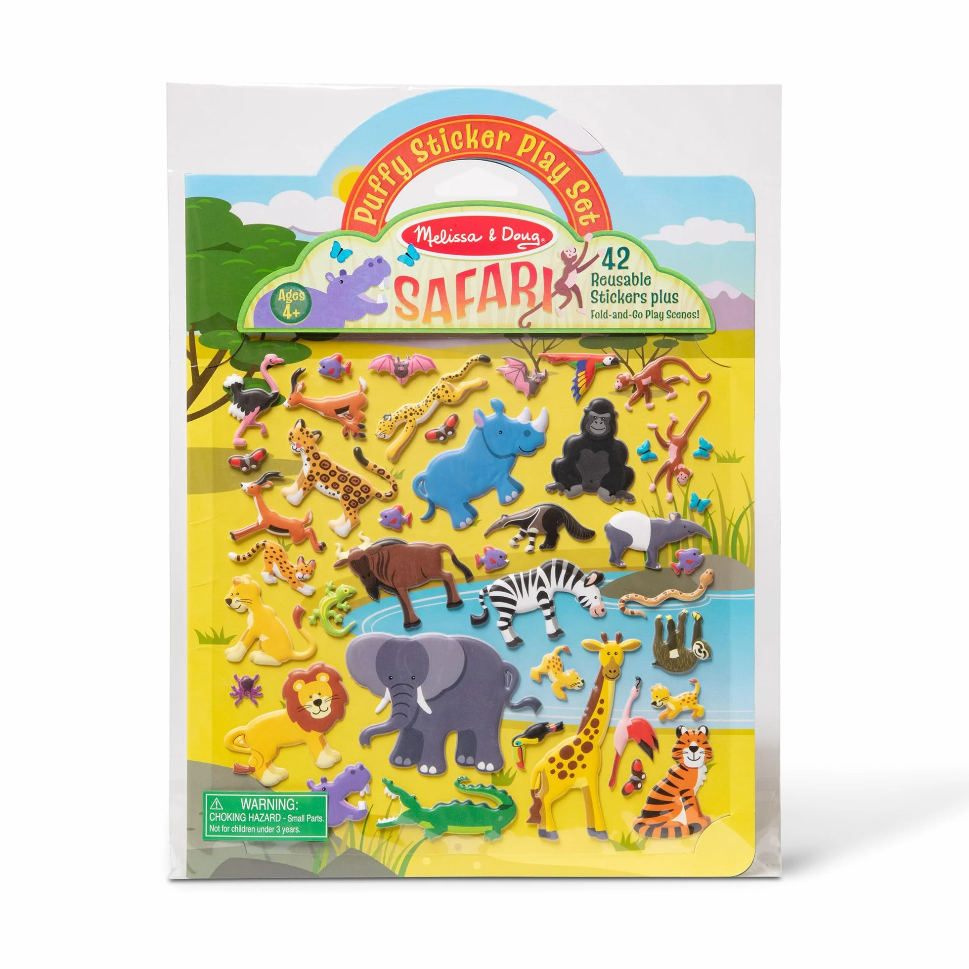 Melissa & Doug Libro Adesivi Attacca e Stacca - Stickers Riutilizzabili Tema Safari, Idea regalo per Bambini, 4+ anni - Certificati FSC