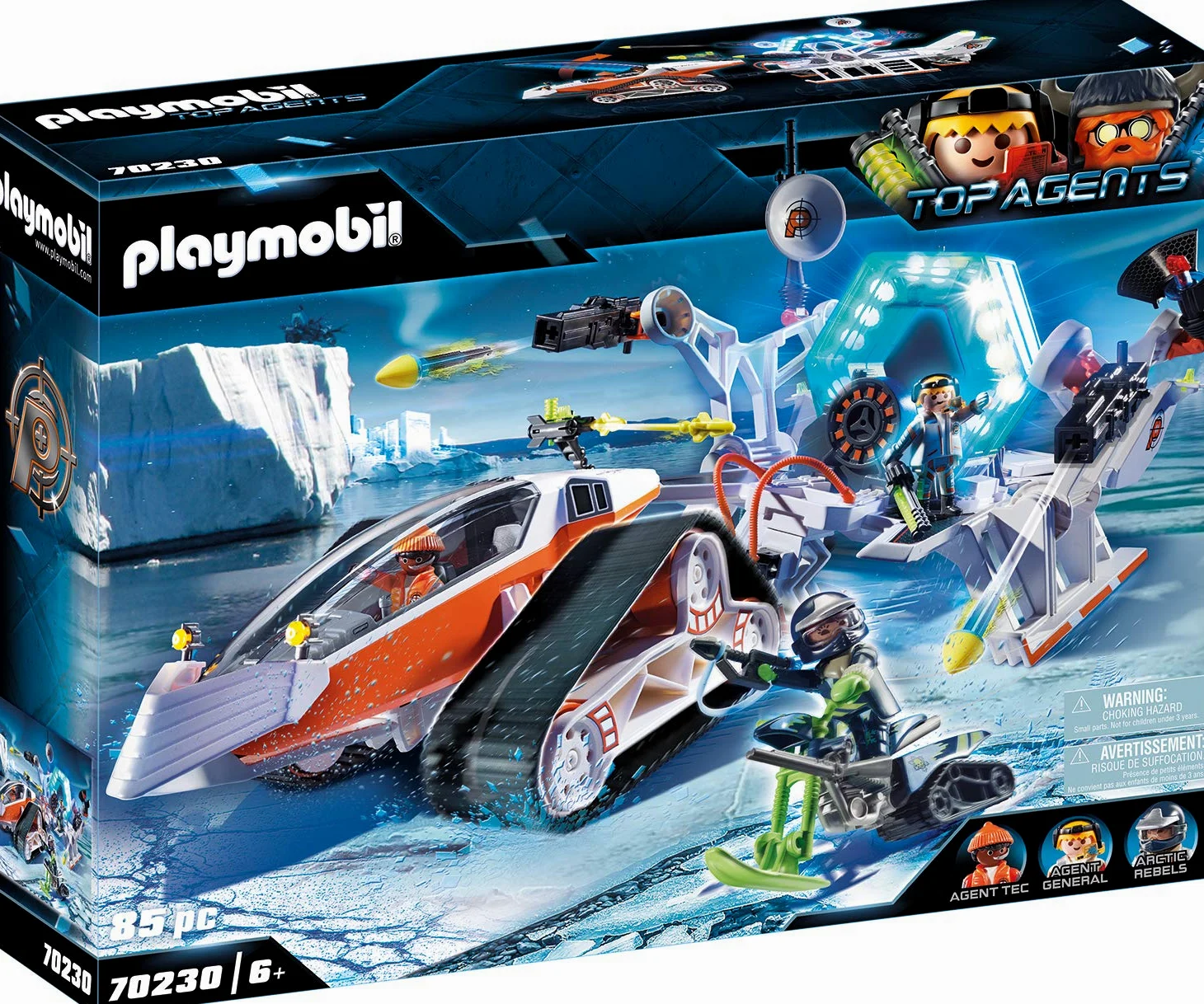 PLAYMOBIL Top Agents 70230, Stazione di Comando con Veicolo cingolato dello Spy Team, con luci e Suoni, dai 6 Anni