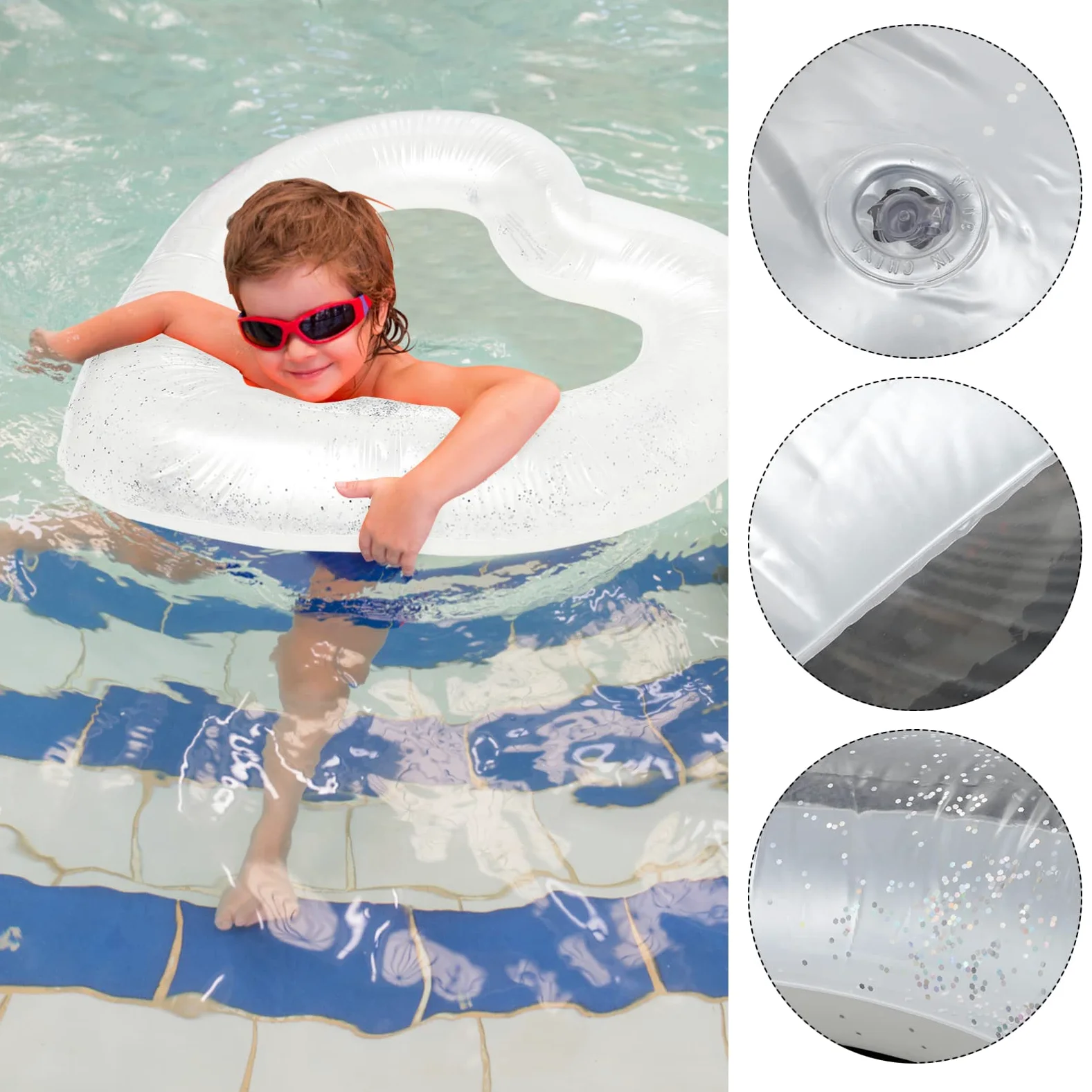 Abaodam salvagente a forma di cuore toys for giocattolo pool party piscine per piscina zattera anello galleggiante a forma di cuore anello galleggiante da spiaggia pvc bianca