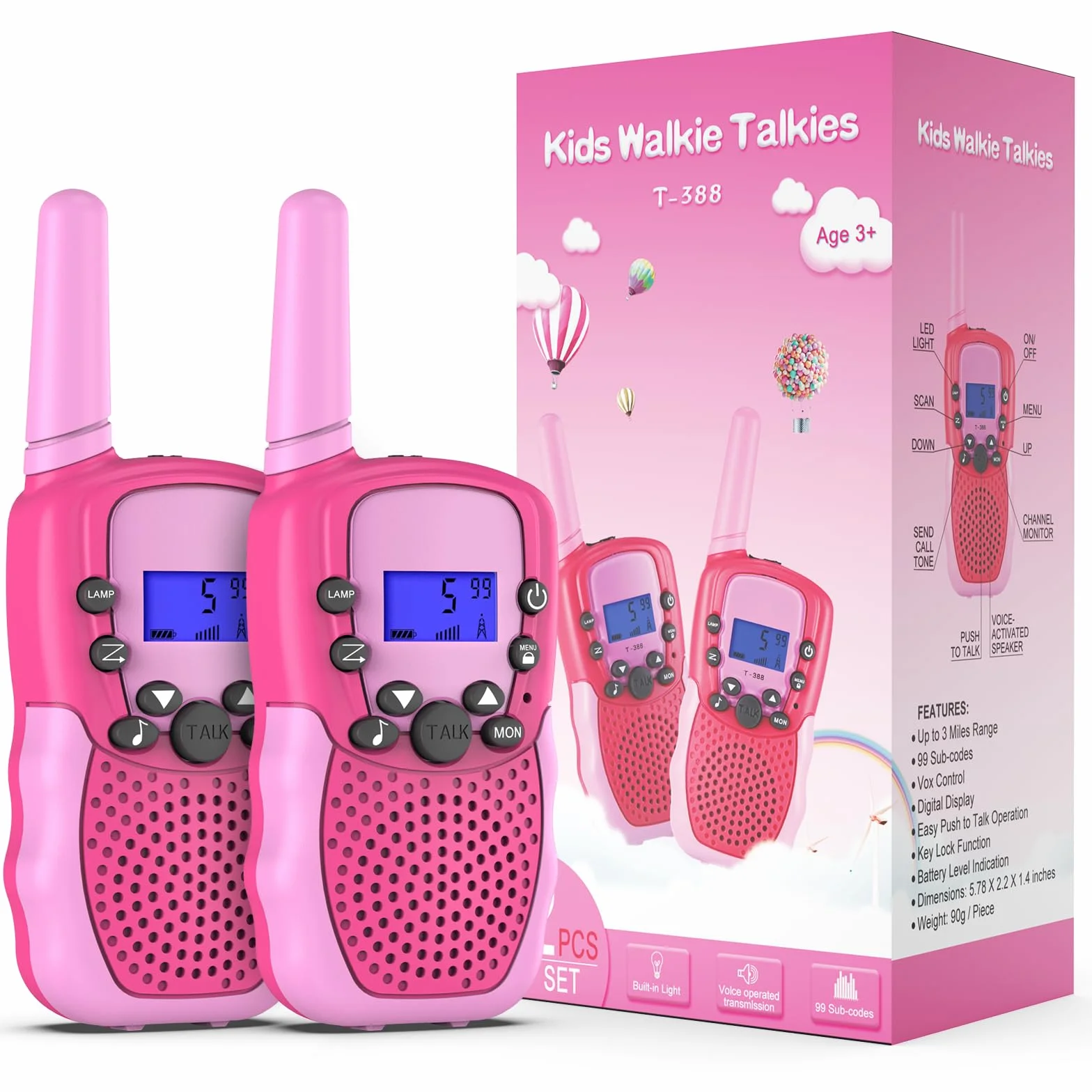 Walkie Talkie per Bambini 8 Canali Radio a 2 Vie con Torcia LCD Retroilluminata Giocattoli 3-12 Anni Regali
