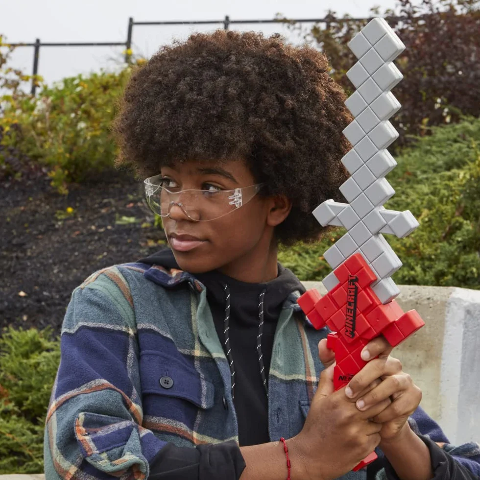 Nerf Minecraft - Spada Heartstealer, 4 dardi Nerf Elite in gommapiuma, lama in gommapiuma, blaster