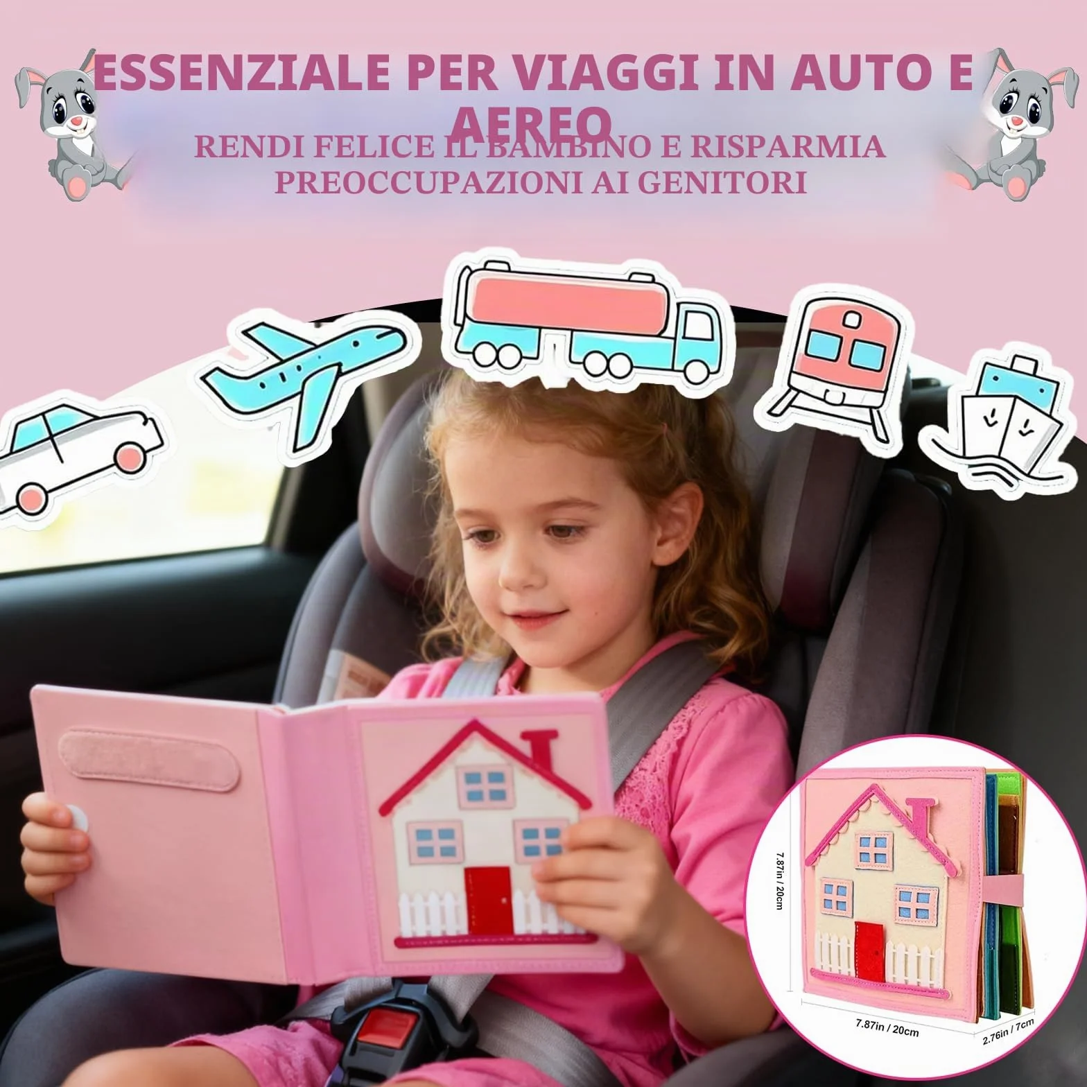 Libro Sensoriale Montessori per Bambini 1-6 Anni, Gioco Educativo 3D in Feltro