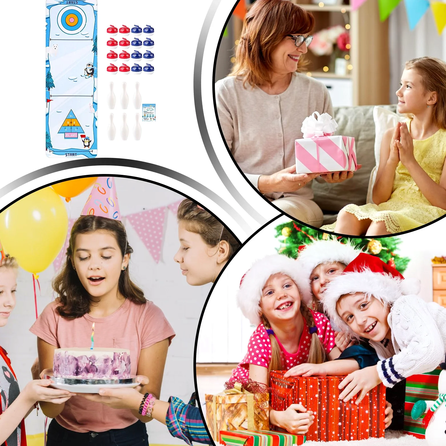 Gioco Curling,Set Combinato Bowling Per Tavolo | Divertente e Portatile per Tutti Appassionati Amici Famiglia Adulti Bambini