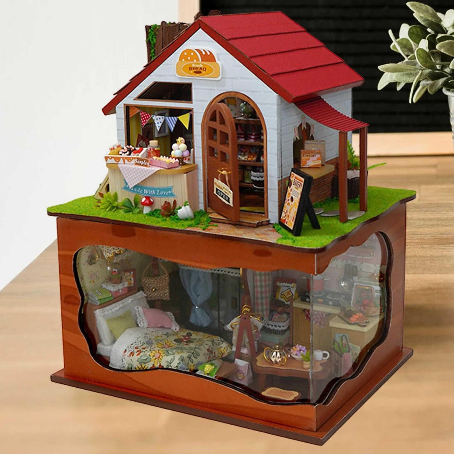 Kit Fai da Te per Costruire Una Casa in Miniatura, Modello di Assemblaggio Artigianale, Regalo per Adulti con LED