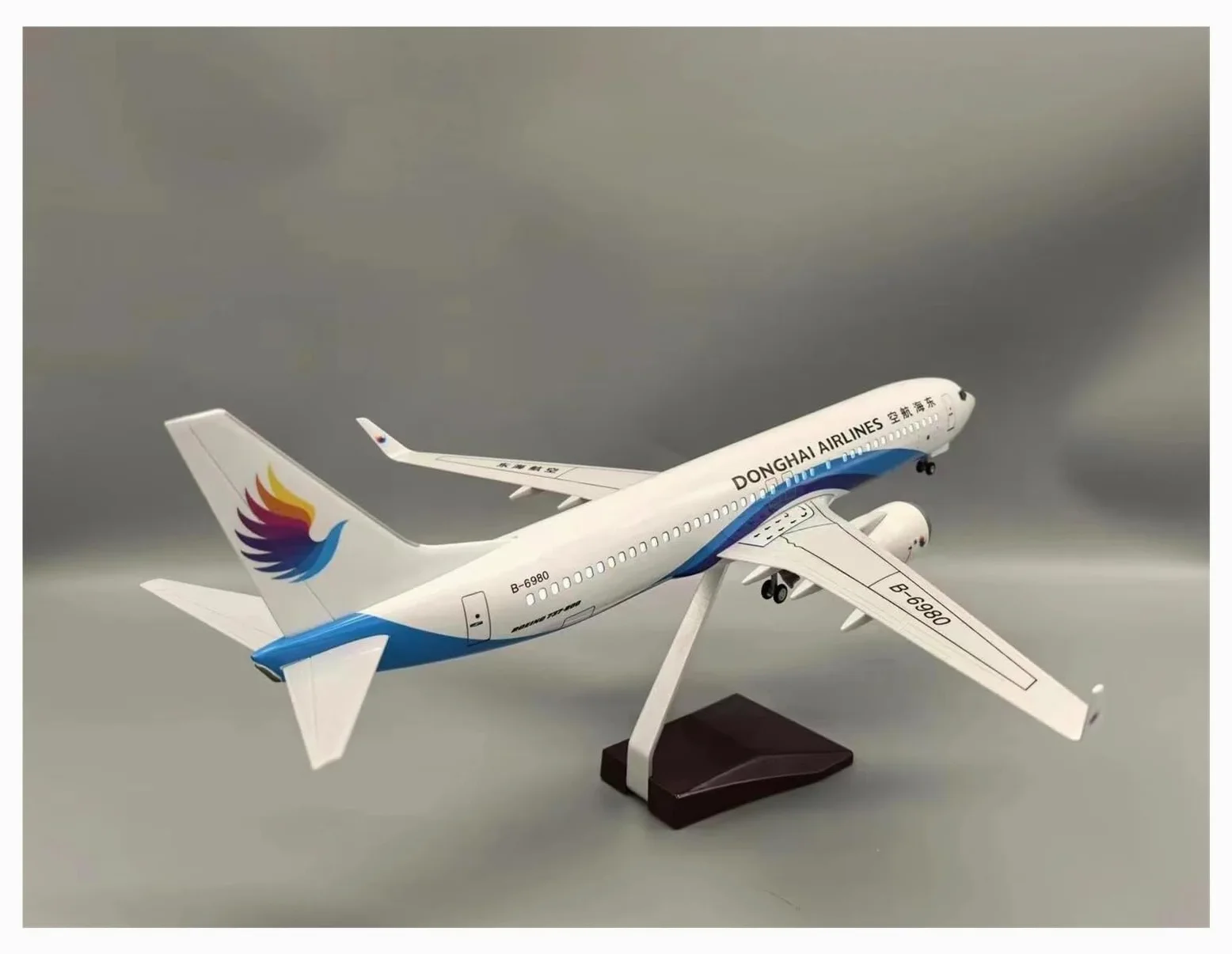 Aereo in Metallo pressofuso per Modello di Aeroplano in Resina pressofusa 737 Donghai 47CM con Supporto B737 per la Collezione di Appassionati di Aviazione per Raccolta ed Esposizione (con Luce)