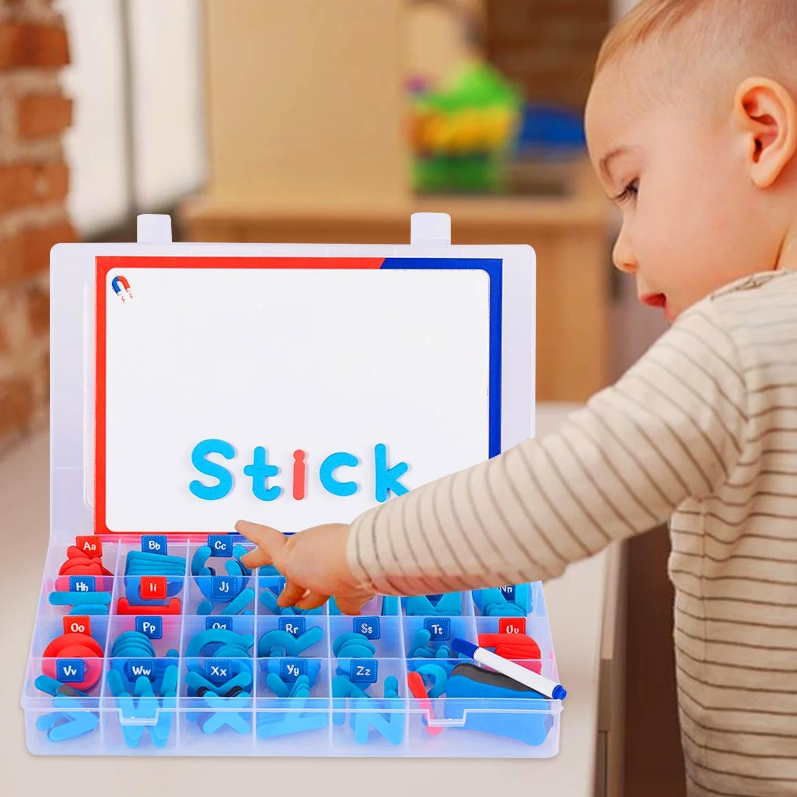 Set di lettere magnetiche colorate per ragazzi | Kit di lettere dell'alfabeto magnetiche con lavagna magnetica su entrambi i lati, per ragazzi e ragazze