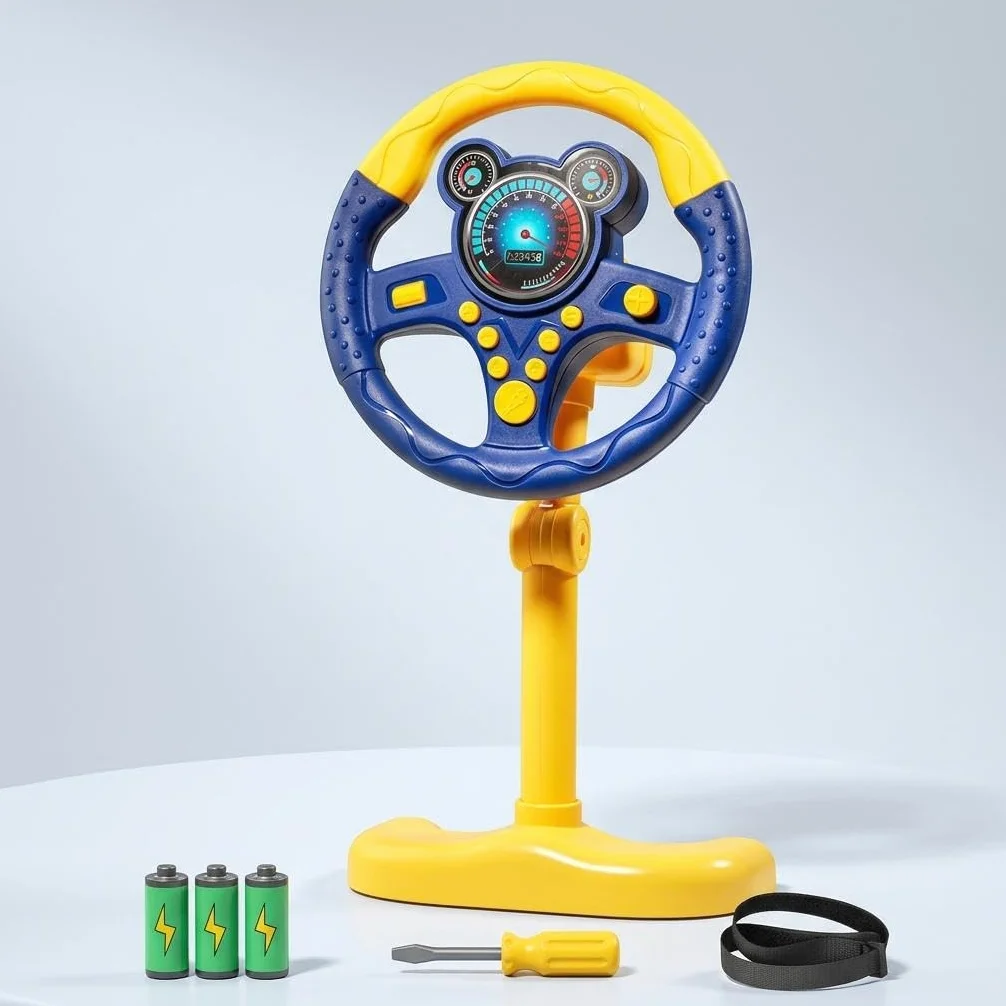 Baoblaze Volante Giocattolo Simulato Bambini Interattivo Elettronico Installazione Semplice con Supporto Educativo Effetti di Luce Suoni Migliora Riflessi E Ab, Blu