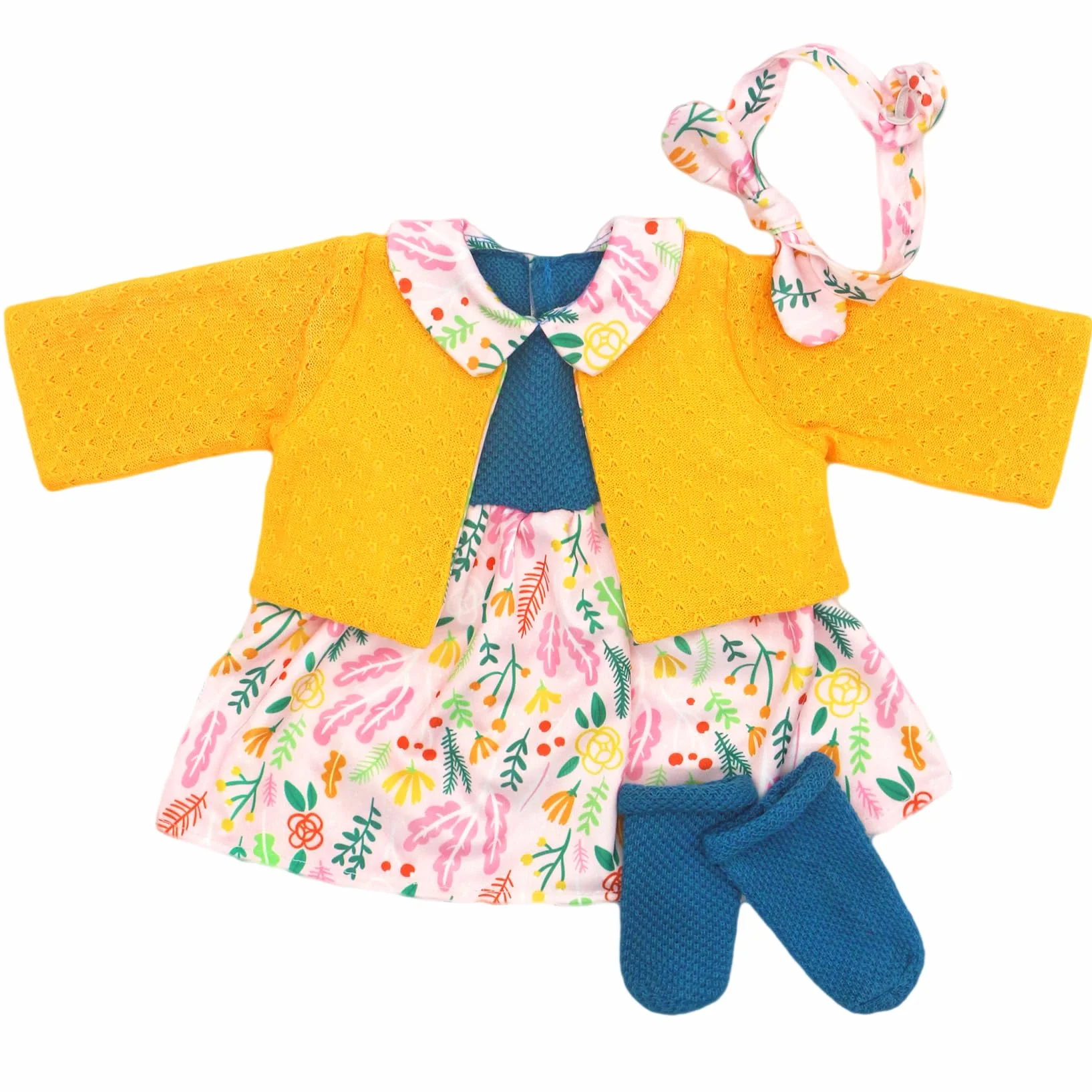 Vestiti per bambole da 50 a 55 cm, con fascia, vestito e calze, confezione da 2