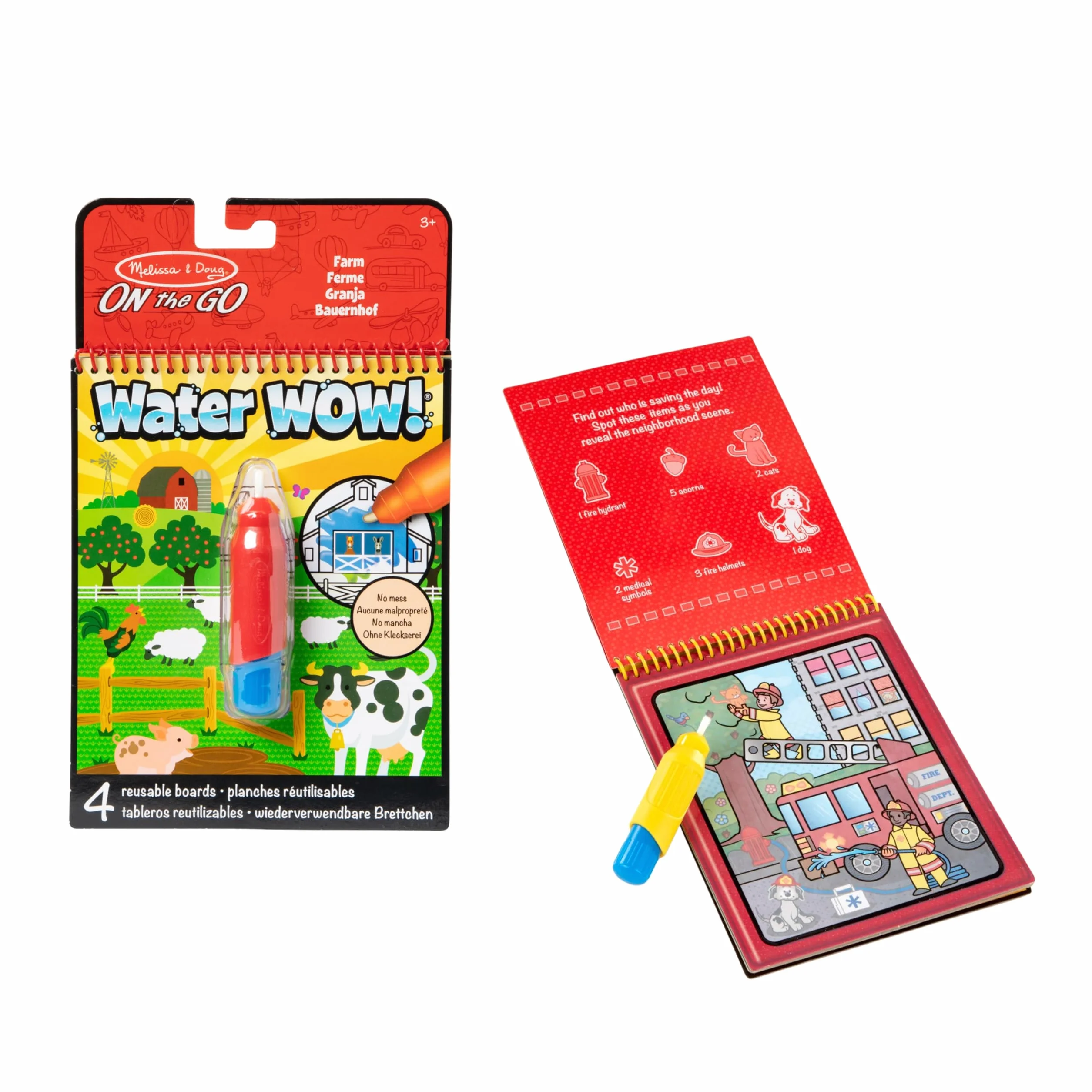 Melissa & Doug Water Wow! Libro Magico da Colorare con Pennello ad Acqua Fattoria, Gioco Educativo per Bambini 3+