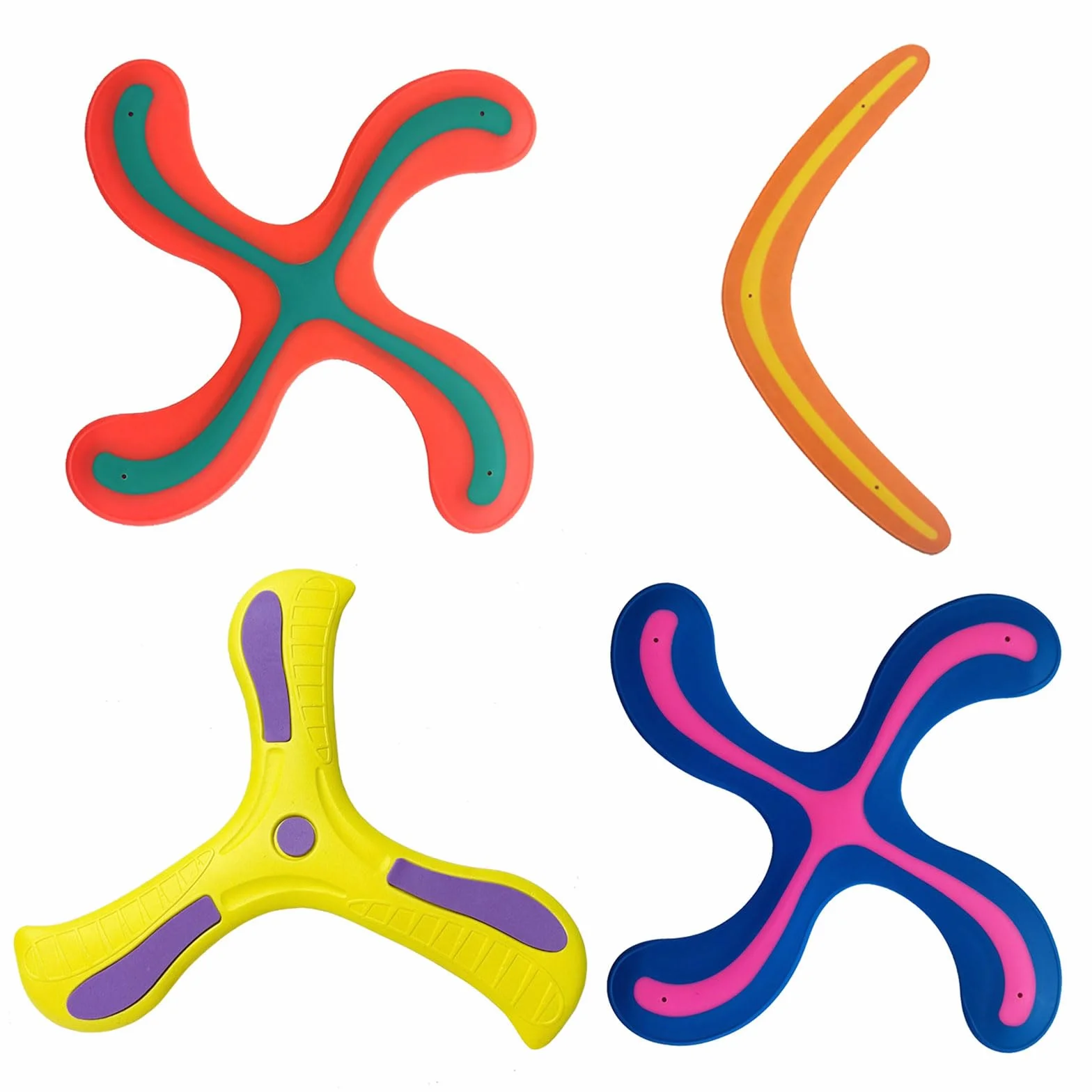 Kiuiom 4 Pezzi Ritorno Boomerang Bambini,Aperto Disco Volante Giocattoli Schiuma,Boomerang Volante A Forma di V,Esterno di Volo Giocattolo Boomerang A Tre Ali,per Ragazzi e Ragazze
