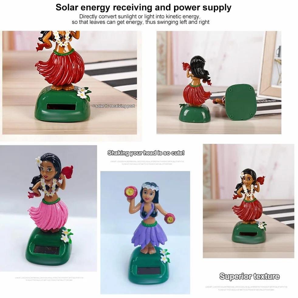 Bambola Hawaiana a Energia Solare Giocattolo Danzante Decorazione Cruscotto Auto Ufficio