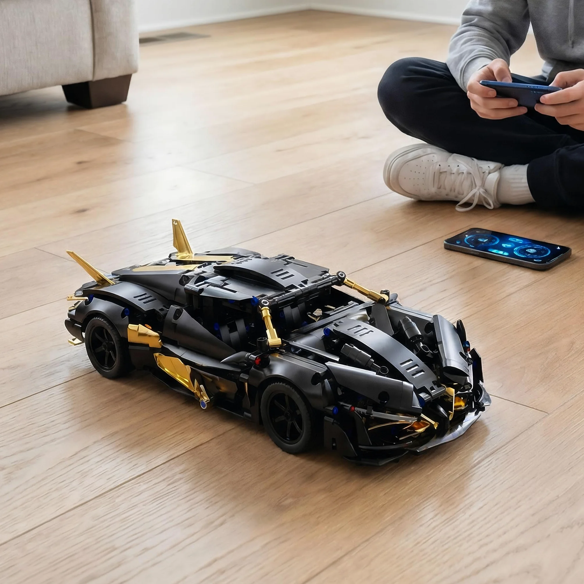 auto RC, auto telecomandata, 1:14 con LED Modello Kit | Auto RC: luci anteriori e posteriori con sistema di potenza integrato; costruzione in famiglia, guida indoor, esposizione