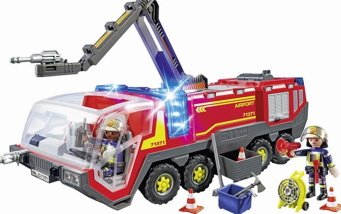 PLAYMOBIL 71371 veicolo antincendio aeroportuale con luce e suono, Piccolo