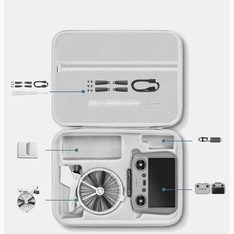 Custodia per DJI Flip, Borsa di Stoccaggio Portatile Custodia per Droni Borsa Accessori per Telecomando RC2 RCN3, Batteria per Droni, 35 x 26 x 12cm (Grigio)