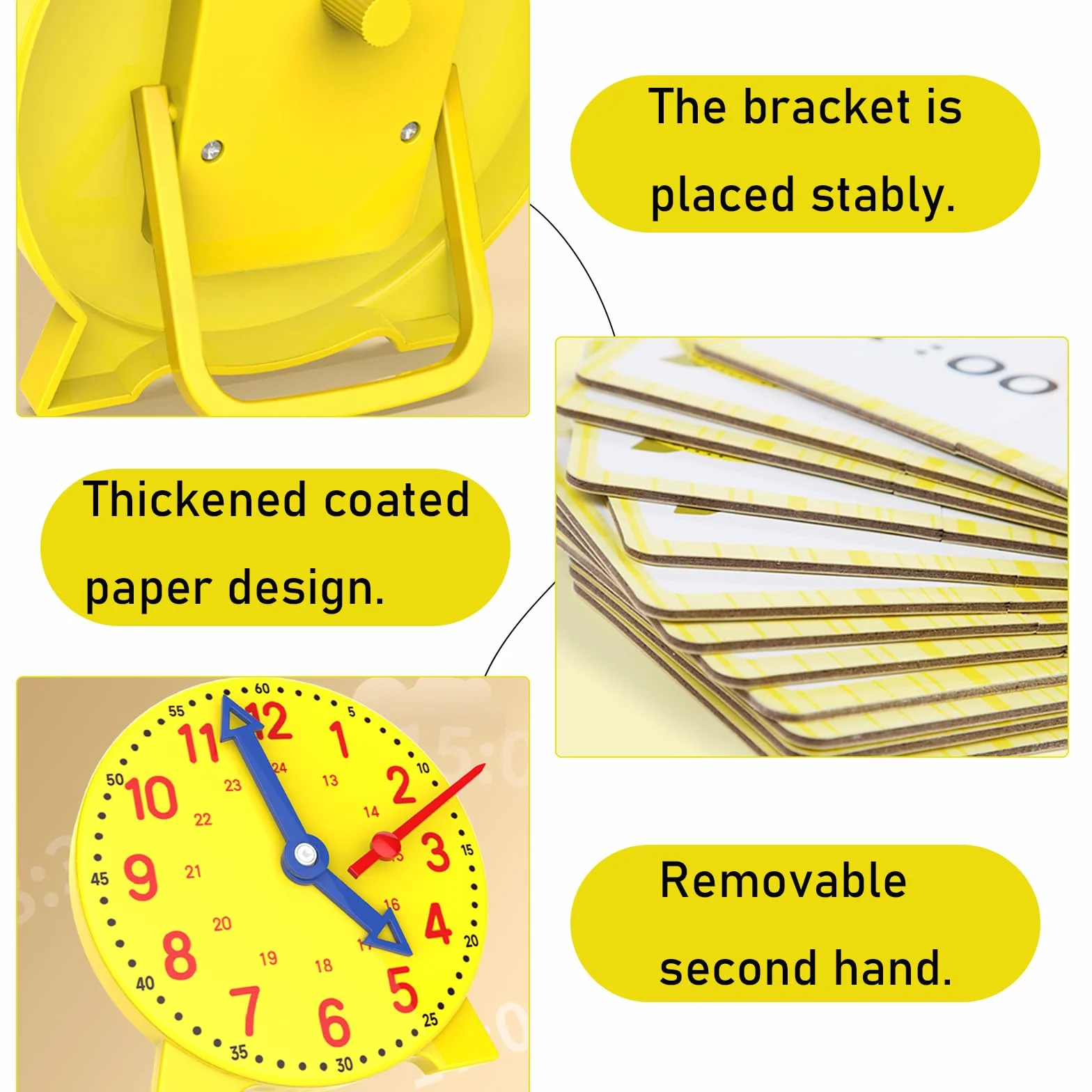Gioco Orologio Bambini, Orologio Educativo Learning Resources Set di attività di Lettura dell’Ora Giochi Matematica Modello di Orologios Didattico con 12 Carte Didattiche, per Ragazzi, Ragazze