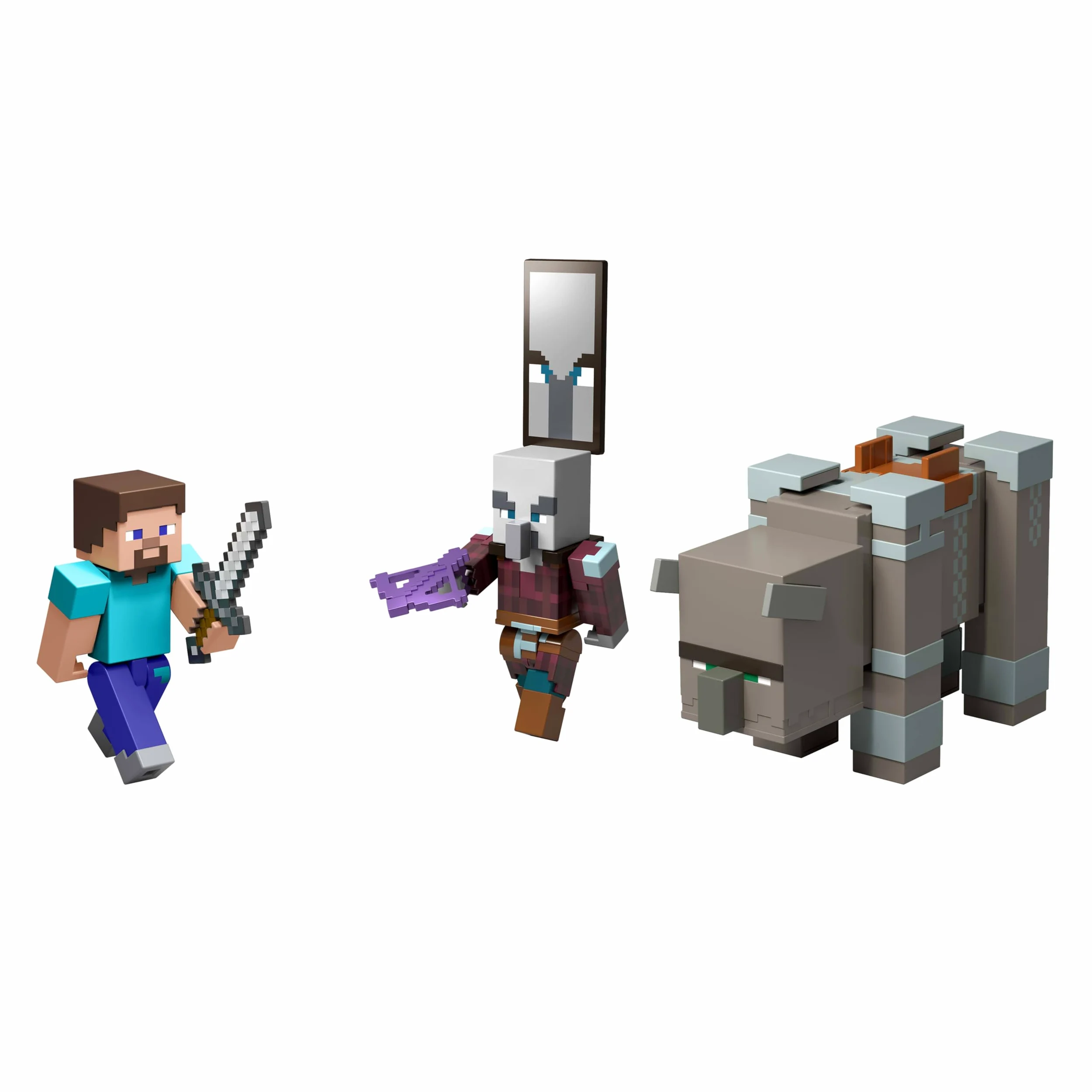 Mattel Minecraft Raid nel Villaggio con 3 action figure e accessori | Il set da collezione in scala da 8,3 cm include Steve, per giocatori di videogiochi e bambini (esclusiva Amazon)