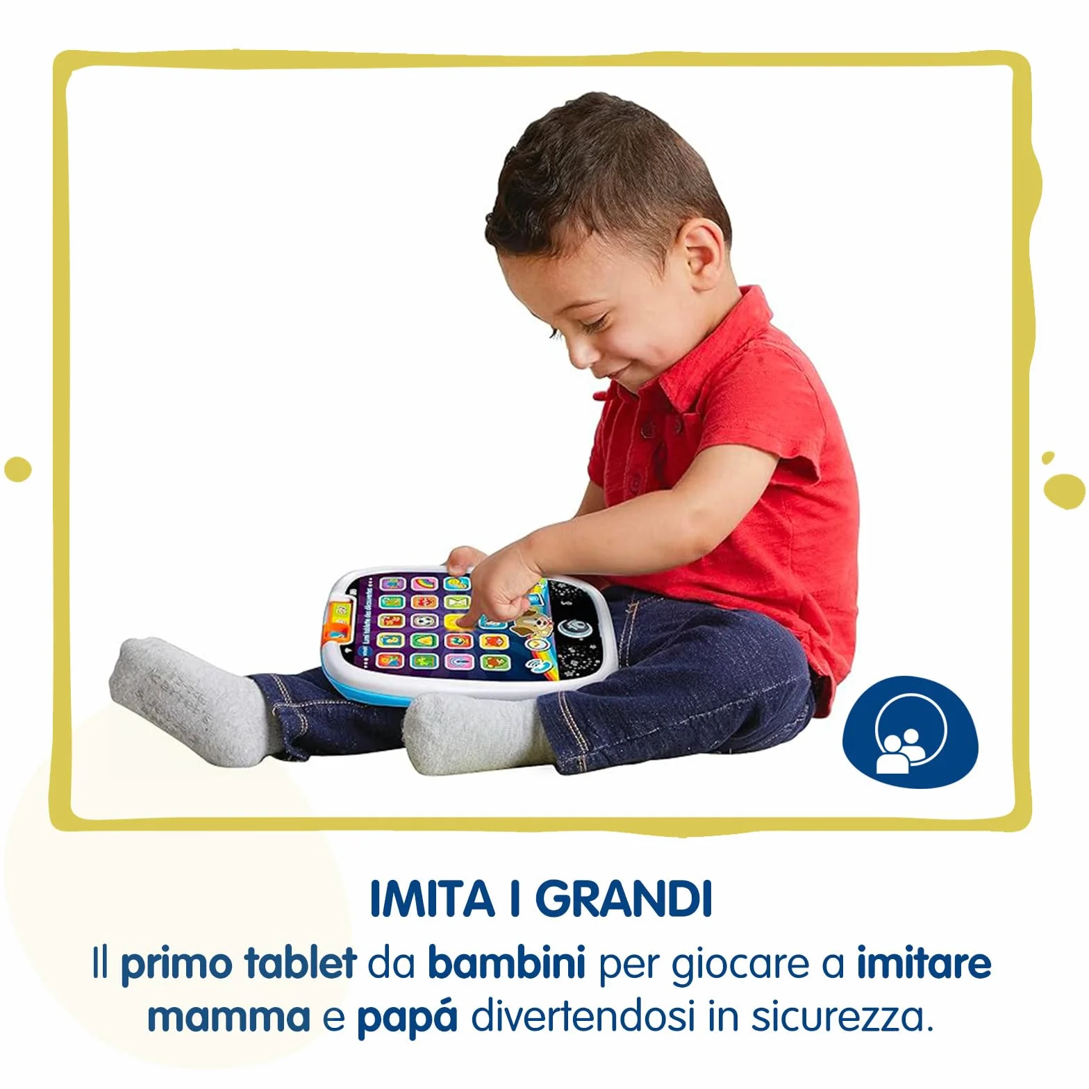 VTech Il Mio Super Tablet, Tablet per Bambini con 25 Icone Interattive ed Effetti Luminosi, Pratica Maniglia, Gioco Bambino con Animali, Forme e Numeri, Lingua Italiana, Batterie Incluse, 9-36 Mesi