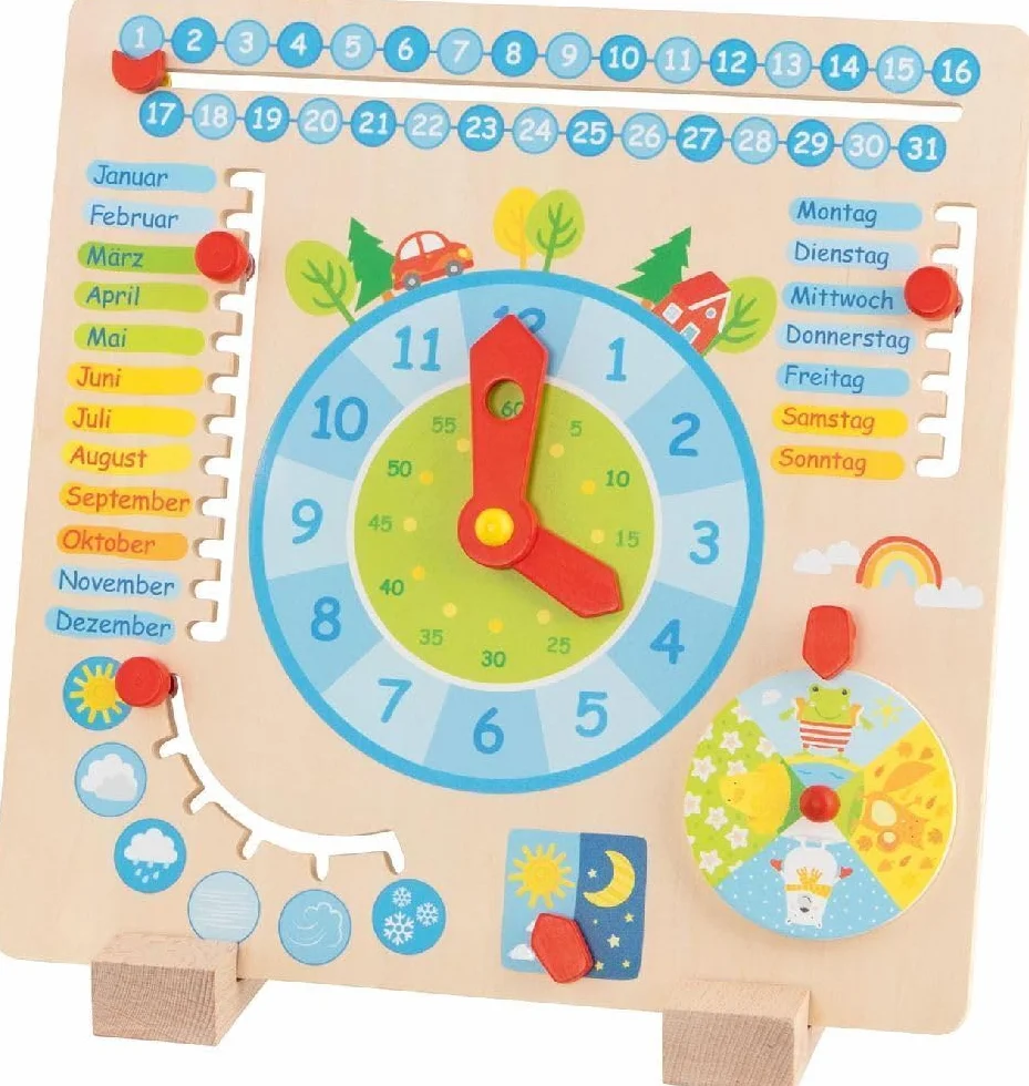 goki 58398 - Orologio annuale - in Legno - Bambini apprendimento giocoso Calendario, Stagione, Tempo e Ora