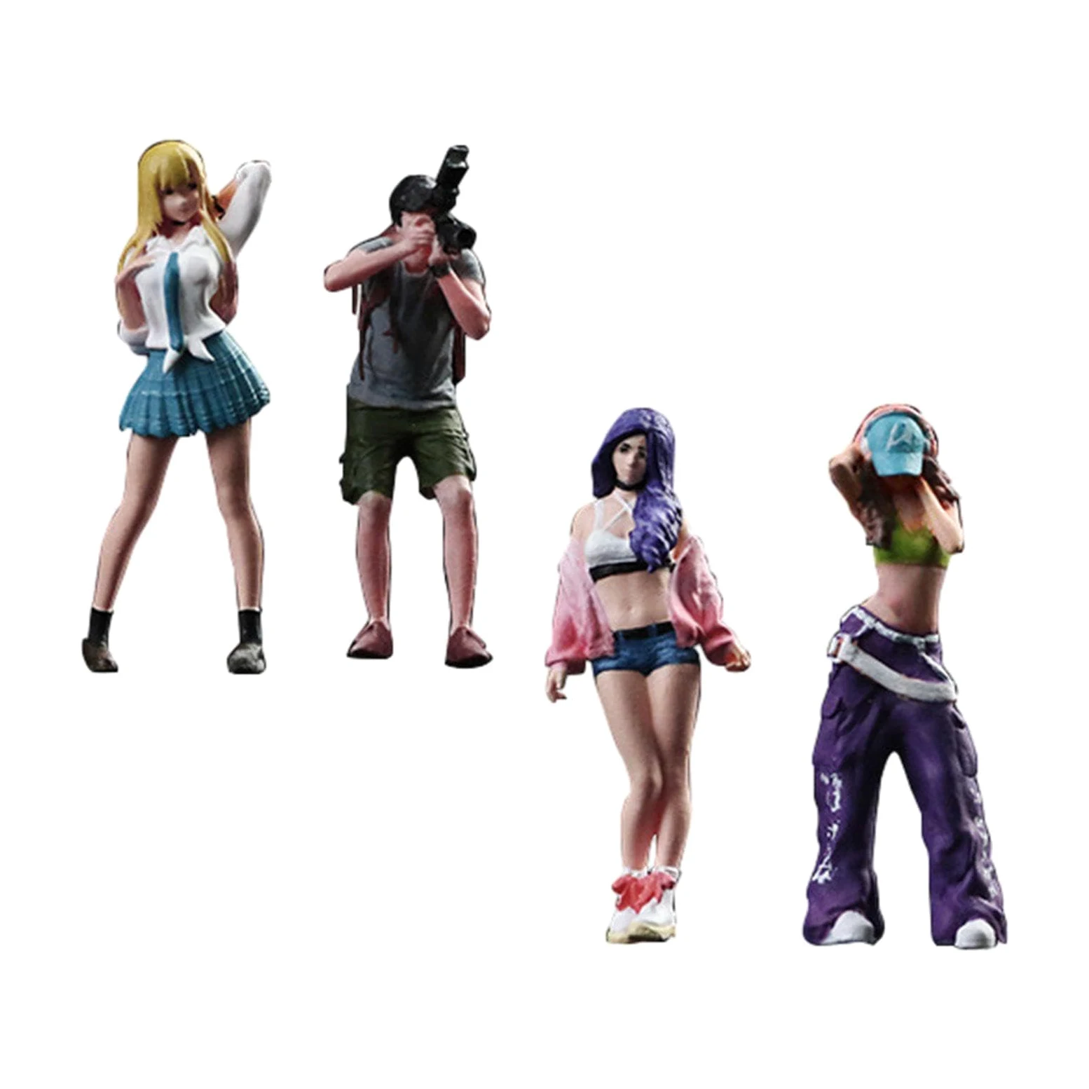 Set 4 Figurine Femminili Scala 1:64 Per Diorami | resina modellata, dettaglio fine, non cadere