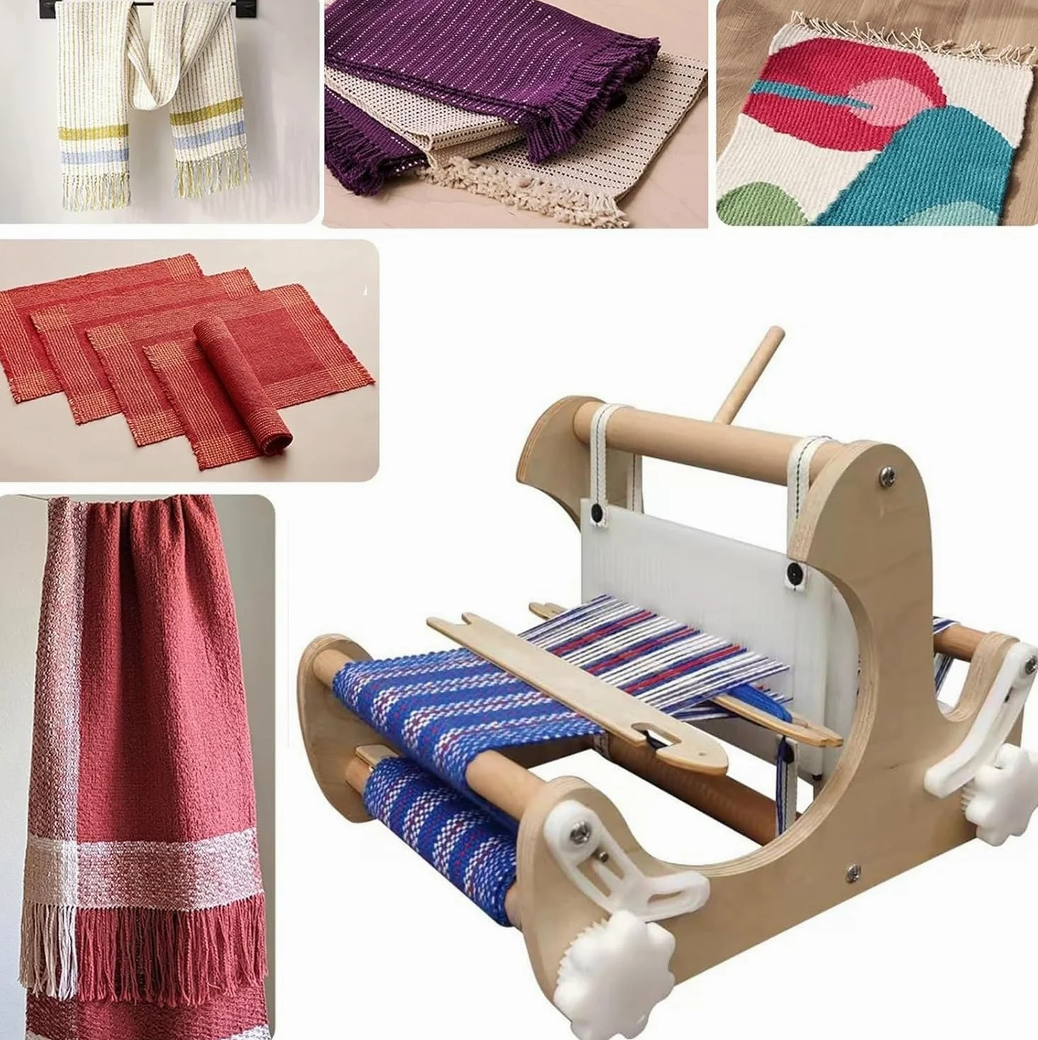 Kit per tessitura – Macchina per maglieria a mano in legno per bambini e principianti, larghezza di tessitura 20 cm, densità regolabile per un facile utilizzo