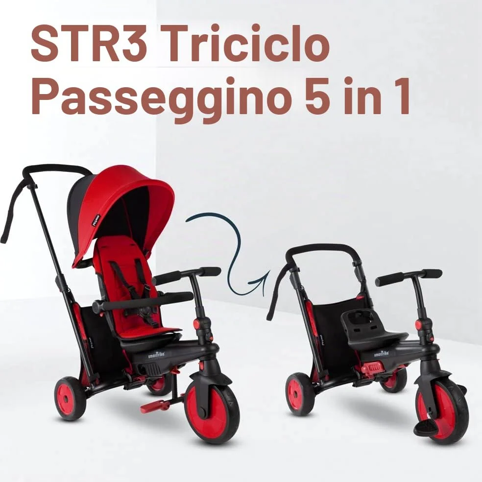 Smartrike STR3 - Triciclo pieghevole 6 in 1 per bambini, con certificazione, da 1 a 3 anni