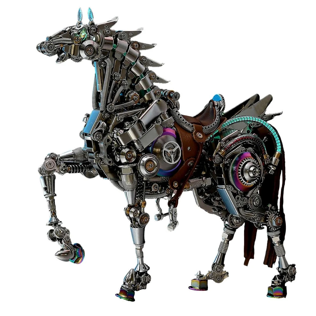Steampunk - Puzzle in metallo 3D per adulti, modello di cavallo meccanico con giunti mobili, puzzle meccanico 3D, scultura di cavallo per decorazione e regali, 1500 pezzi