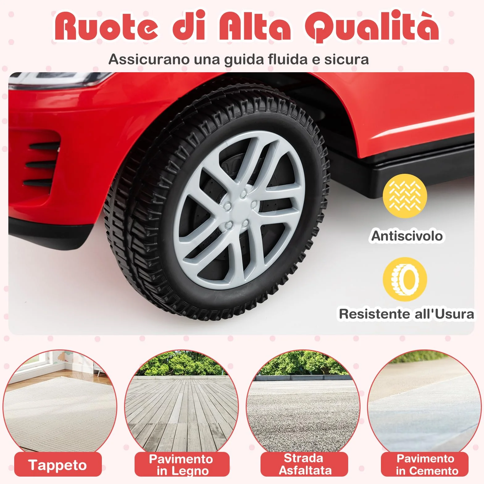 COSTWAY 3 in 1 Auto a Spinta, Macchinina a Pedale con Manico Removibile e Paracolpi, Clacson e Suono di Avvio, per Bambini 18-36 Mesi (Rosso)