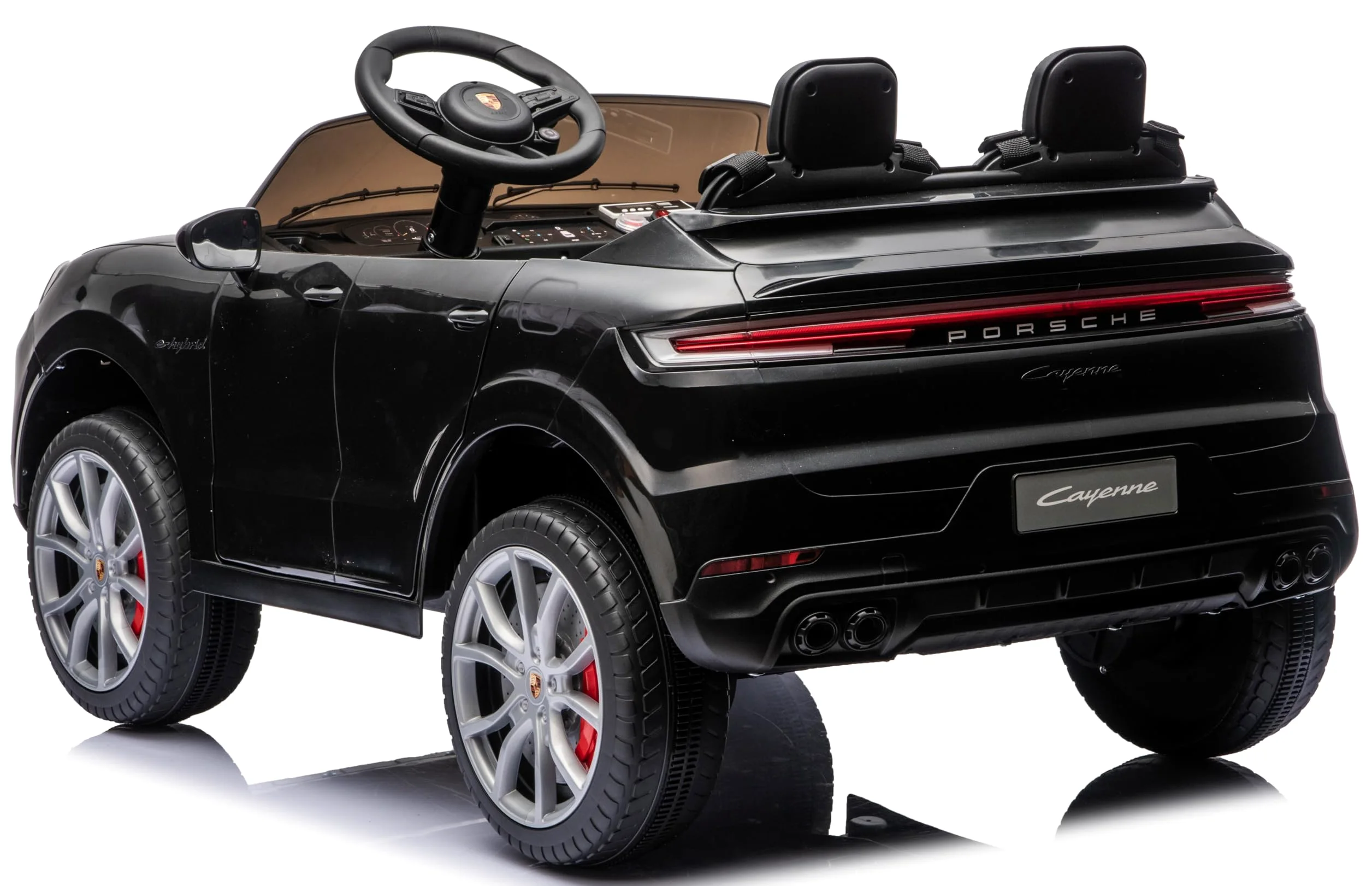 Porsche Cayenne 24V Maxi SUV Elettrico per Bambini 2 Posti Macchina Elettrica con Telecomando Due Cinture a 3 Punti Luci LED Bluetooth Carico Massimo 60 Kg (Nero)