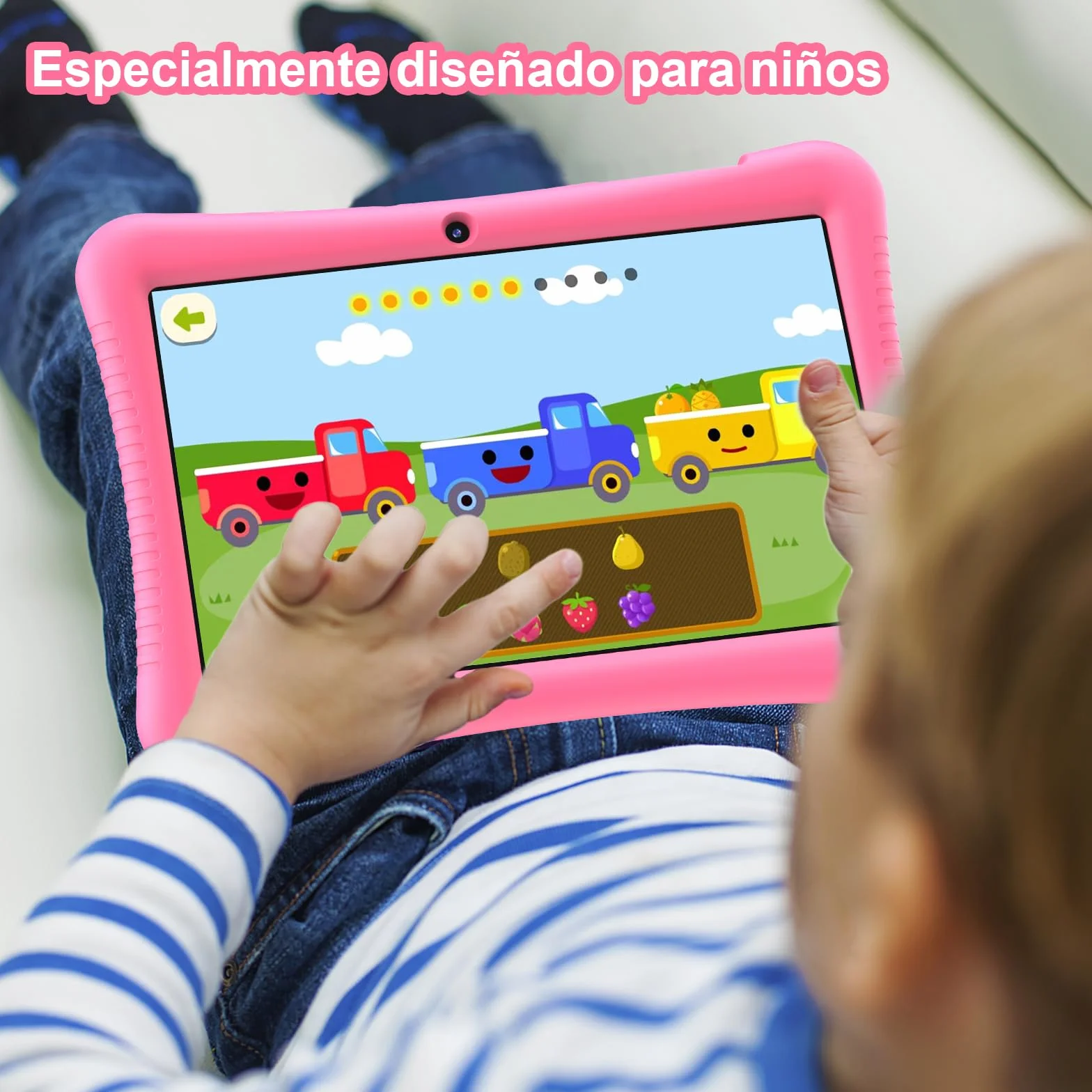 Tablet Bambini 10 Pollici Android 13, 3GB RAM+32GB ROM (256GB Espandibile), Controllo Genitori,1280x800 HD Display, 6000 mAh, WiFi, Doppia Fotocamera con Custodia(Rosa)