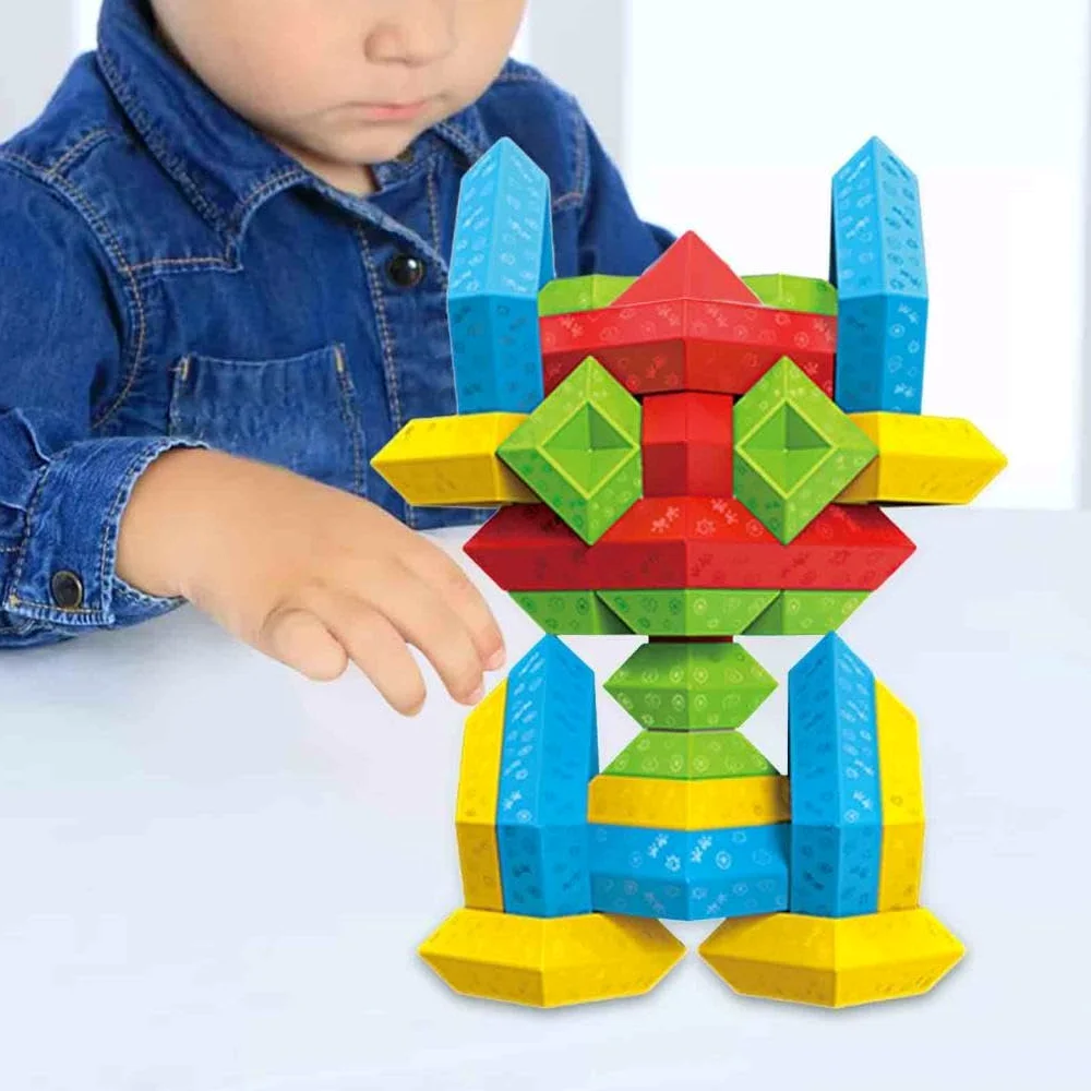 Gioco di Impilamento Piramidale, Rompicapo, attività di Apprendimento STEM, Giocattoli Educativi per Bambini in età Prescolare, 60 Pezzi