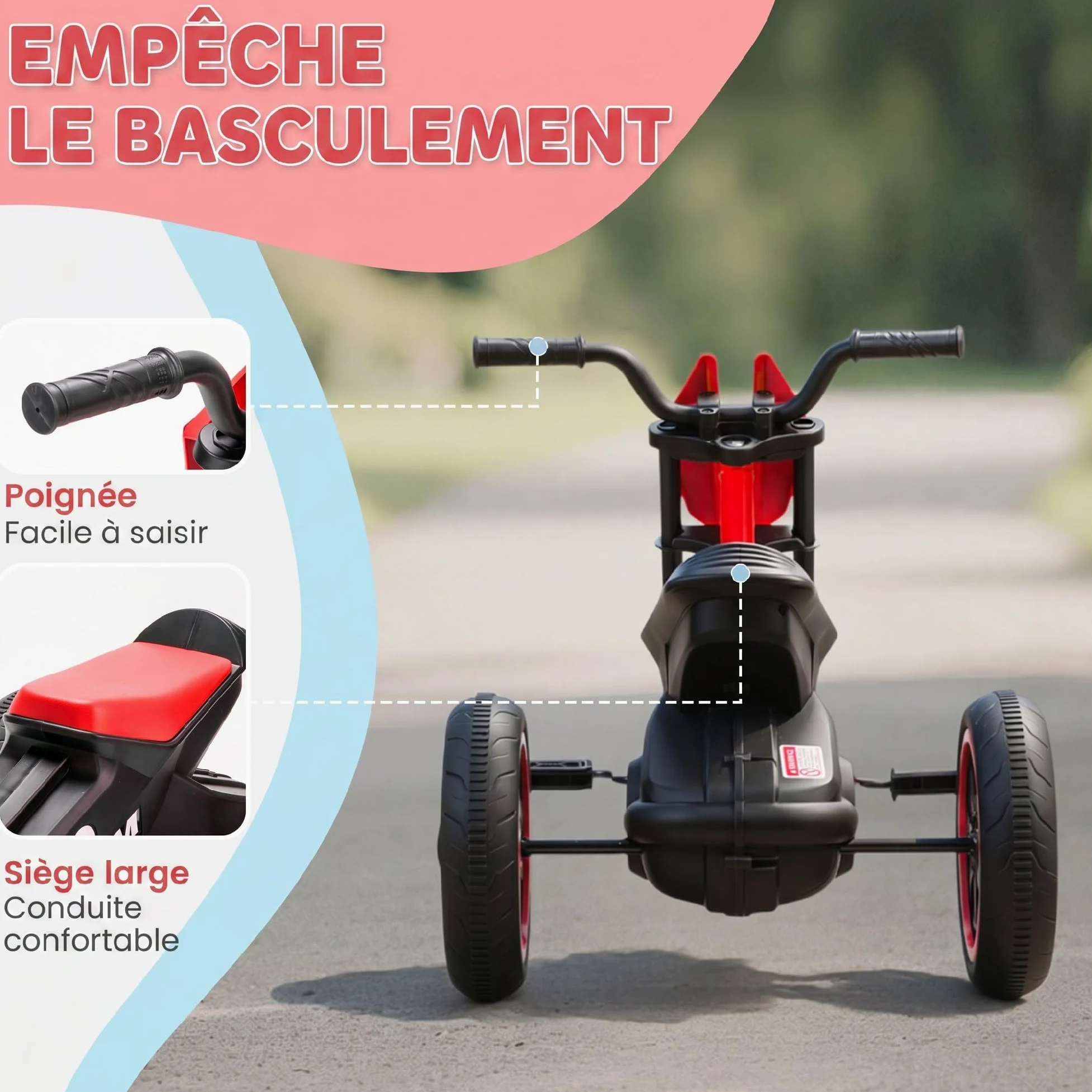 AIYAPLAY Triciclo per Bambini e Neonati con Pedali, Età 18-36 Mesi, Rosso | Per ragazzi e ragazze, Triciclo equilibrante a 3 ruote per bambini piccoli, uso interno ed esterno