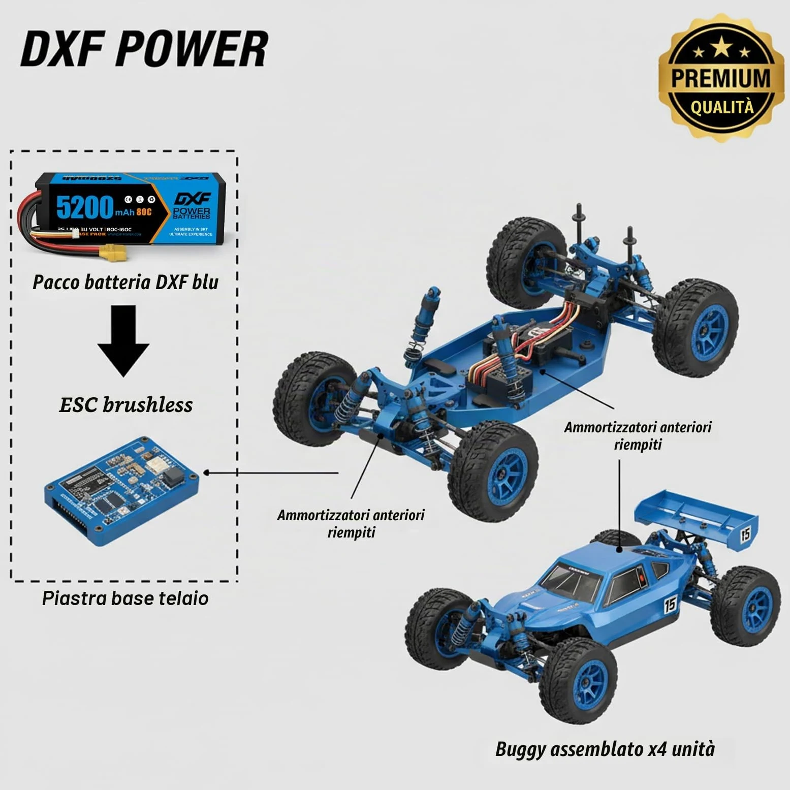 DXF Batteria LiPo 3S da 11,1 V, 5200 mAh, 80 C, confezione da 2 pezzi con connettore XT90, batteria rigida per RC auto, camion, barca, elicottero, aereo, quadricottero, modellismo, scarica ad alte