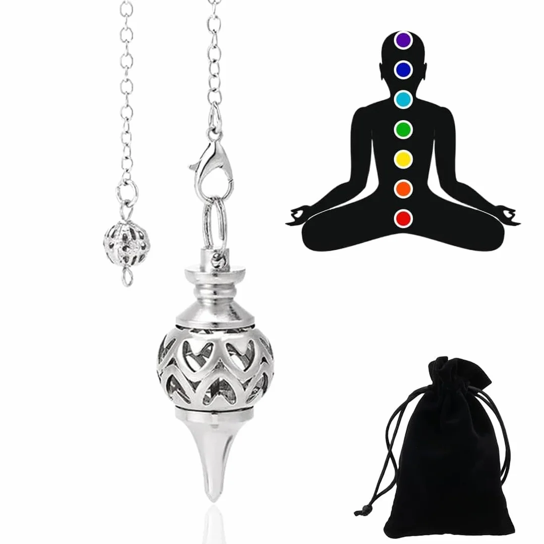 Pendolo Radioestesia, Argento Pendolo Egizio, Pendolo Divinatorio, Pendolo a Cono in Rame Metallo, per Divinatorio Radiestesia Esoterismo Divinazione Pendolino Egiziano(1)