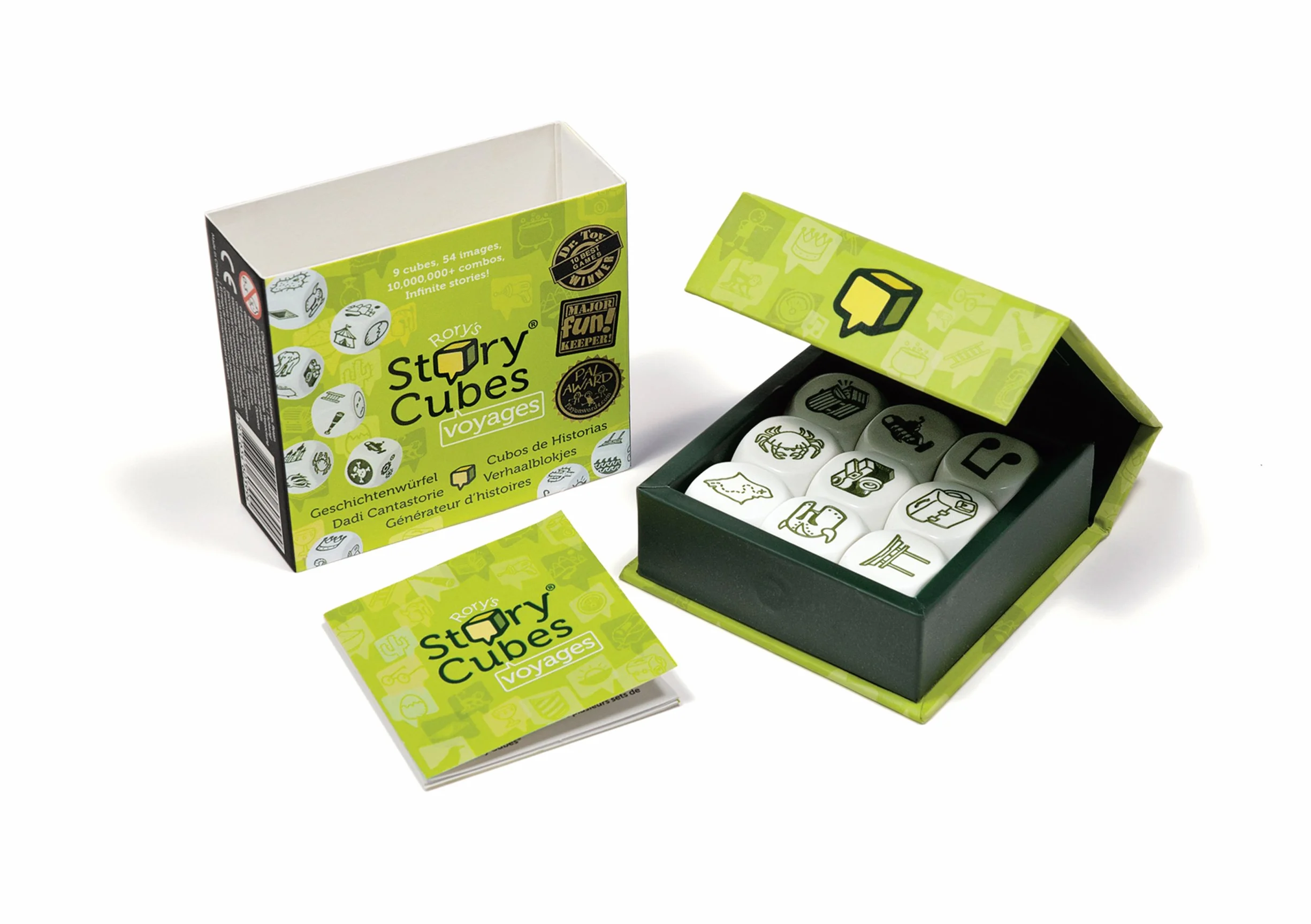 Asmodee Italia, Rory's Story Cubes Voyages (Verde Pistacchio), Gioco di Dadi per Creare Storie, Edizione in Italiano, 8077