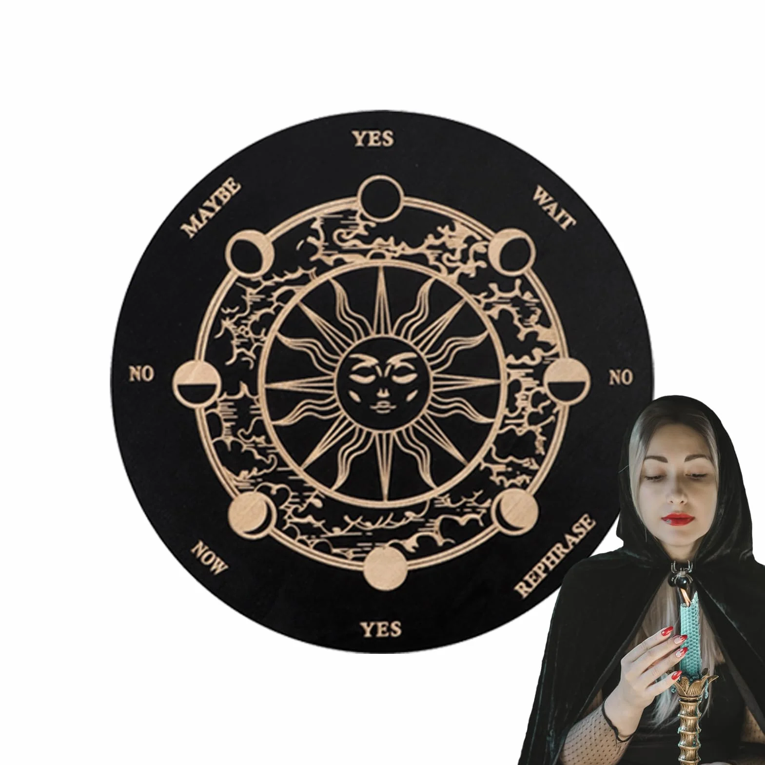 Tavola di divinazione in legno con lettere, elemento decorativo spirituale