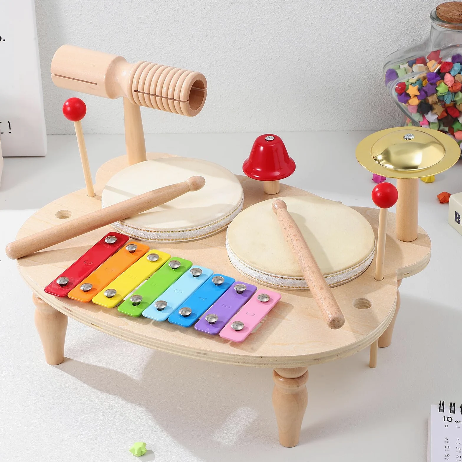 Xilofono in Legno Mini per Ragazzo Ragazza, Strumento Musicale Colorato | Tamburi e Percussioni, Suono Chiaro ed Effetti Ricchi, Regalo Musicale