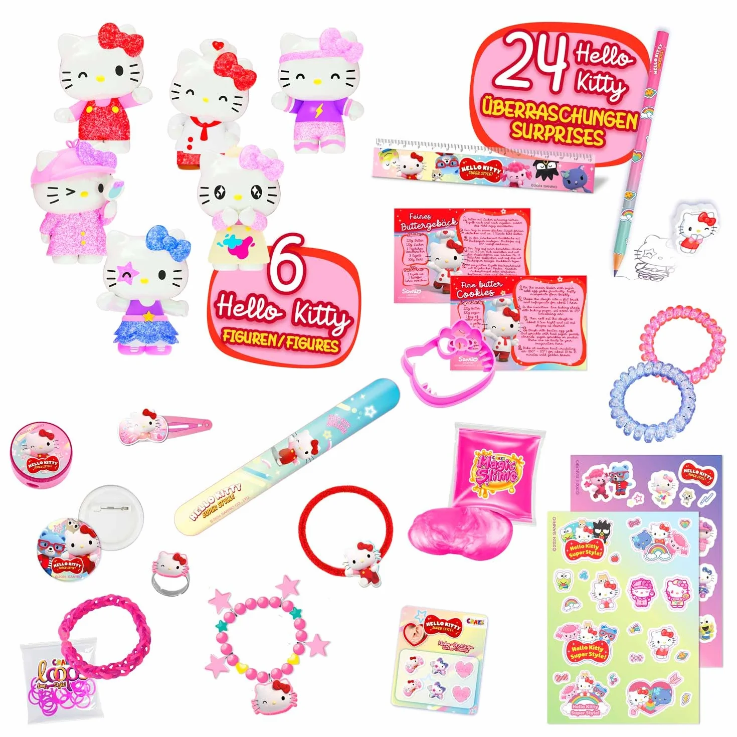Calendario dell'avvento HELLO KITTY di CRAZE - Calendario dell'avvento giocattolo per bambine con giocattoli e accessori di Hello Kitty