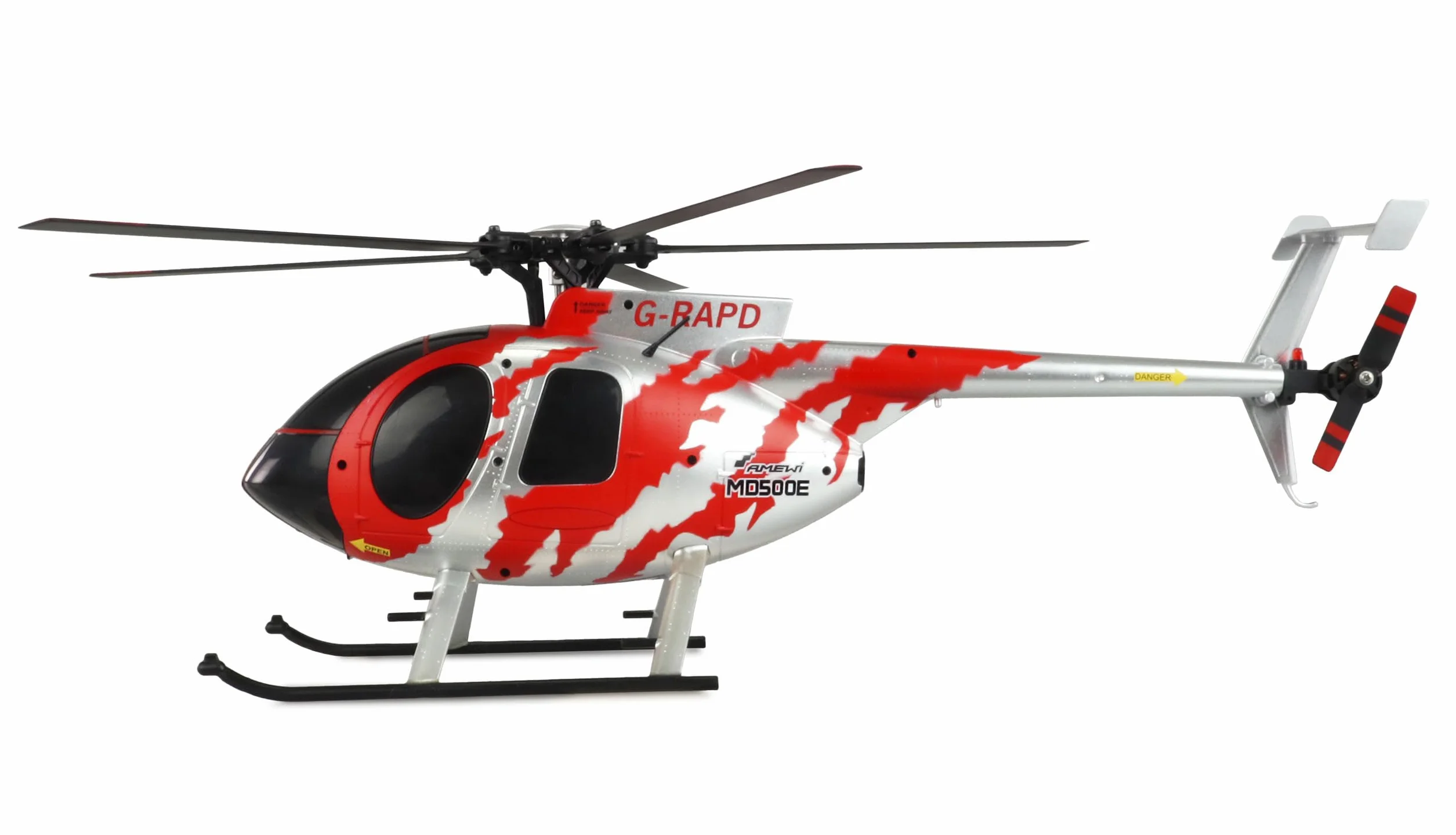 Amewi AFX MD500E Zivil brushless 4 canali 325 mm elicottero 6G RTF rosso/argento RC telecomandato