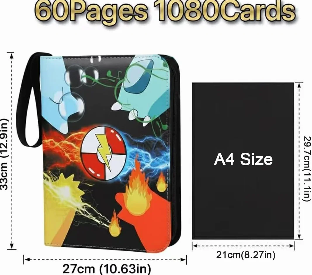 Album per cromos carte da collezione per giochi di carte collezionabilidi 1080 buste da gioco,per TCG,regalo per ragazzi e ragazze,album toploader per pokemon tcg