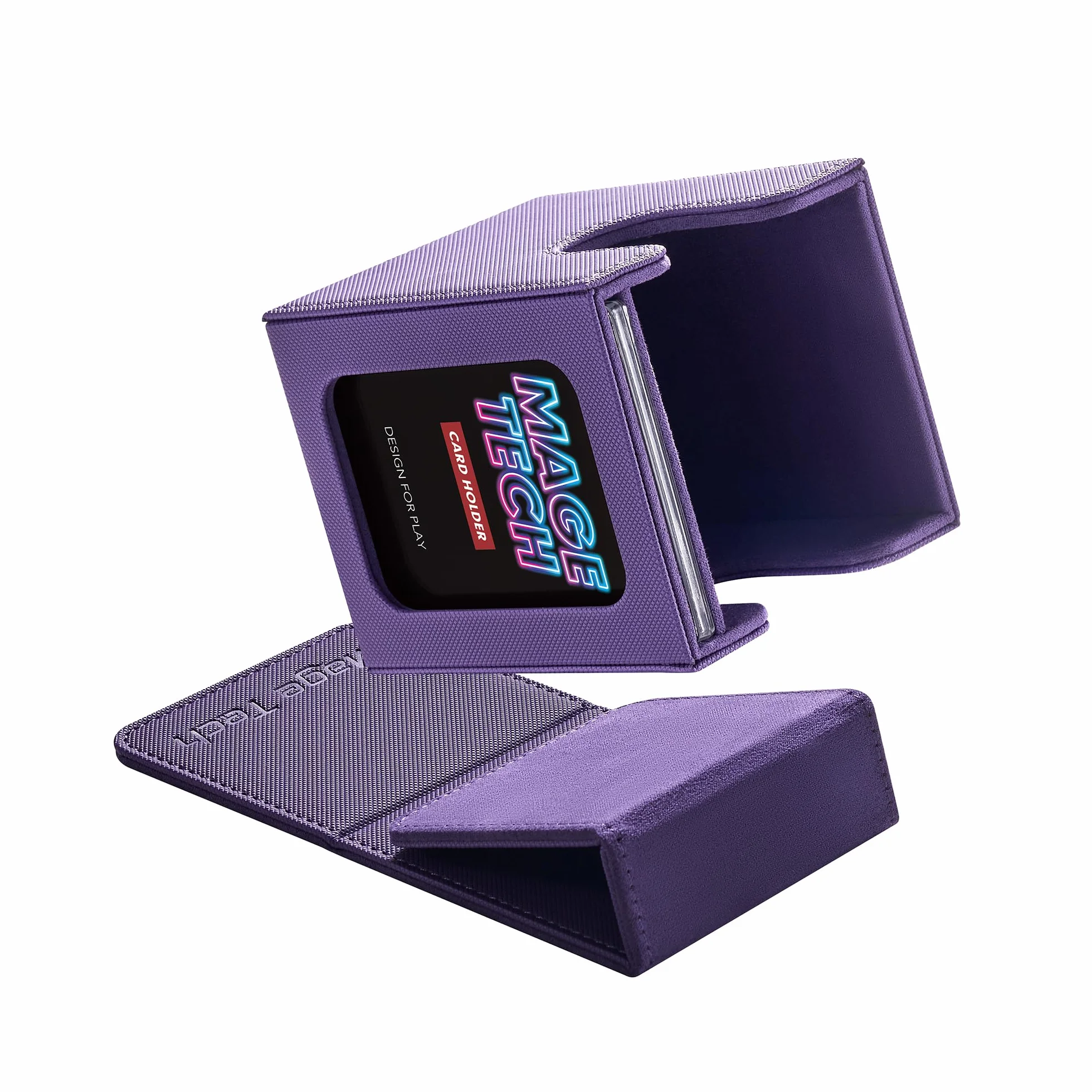 Mage Tech Commander Deck Box Lite - Display per Carte con Mini Porta a Scatto e Copertura Rimovibile, Adatto a Oltre 100 Carte a Manica Singola, Ideale per MTG, PTCG, OPCG, SWU e Altro (Viola)