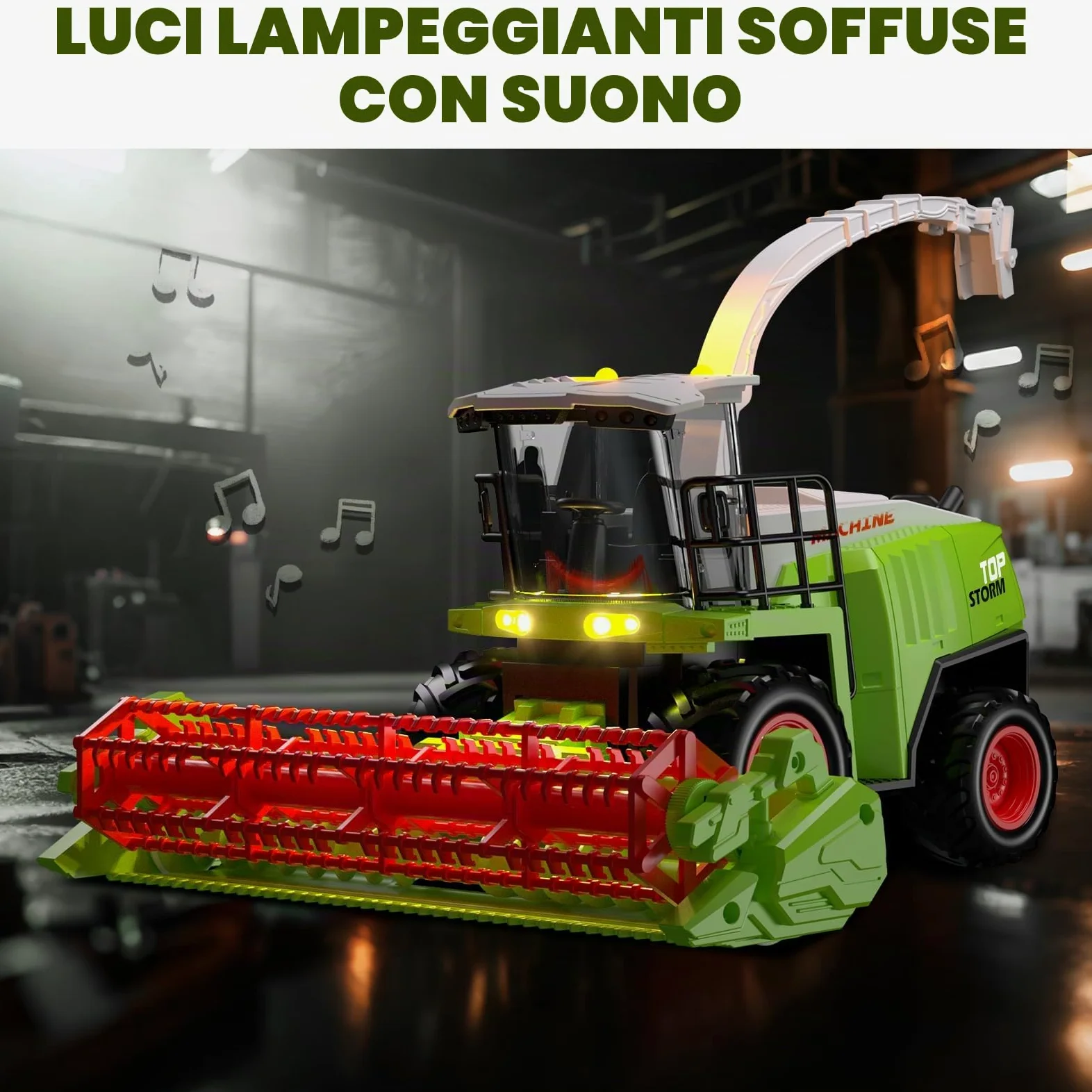 Mietitrebbia Telecomandata con Rimorchio, Trattore Giocattolo RC | Con luci e suoni realistici, gioco della fattoria e regalo di compleanno o Natale per bambini dai 3 anni