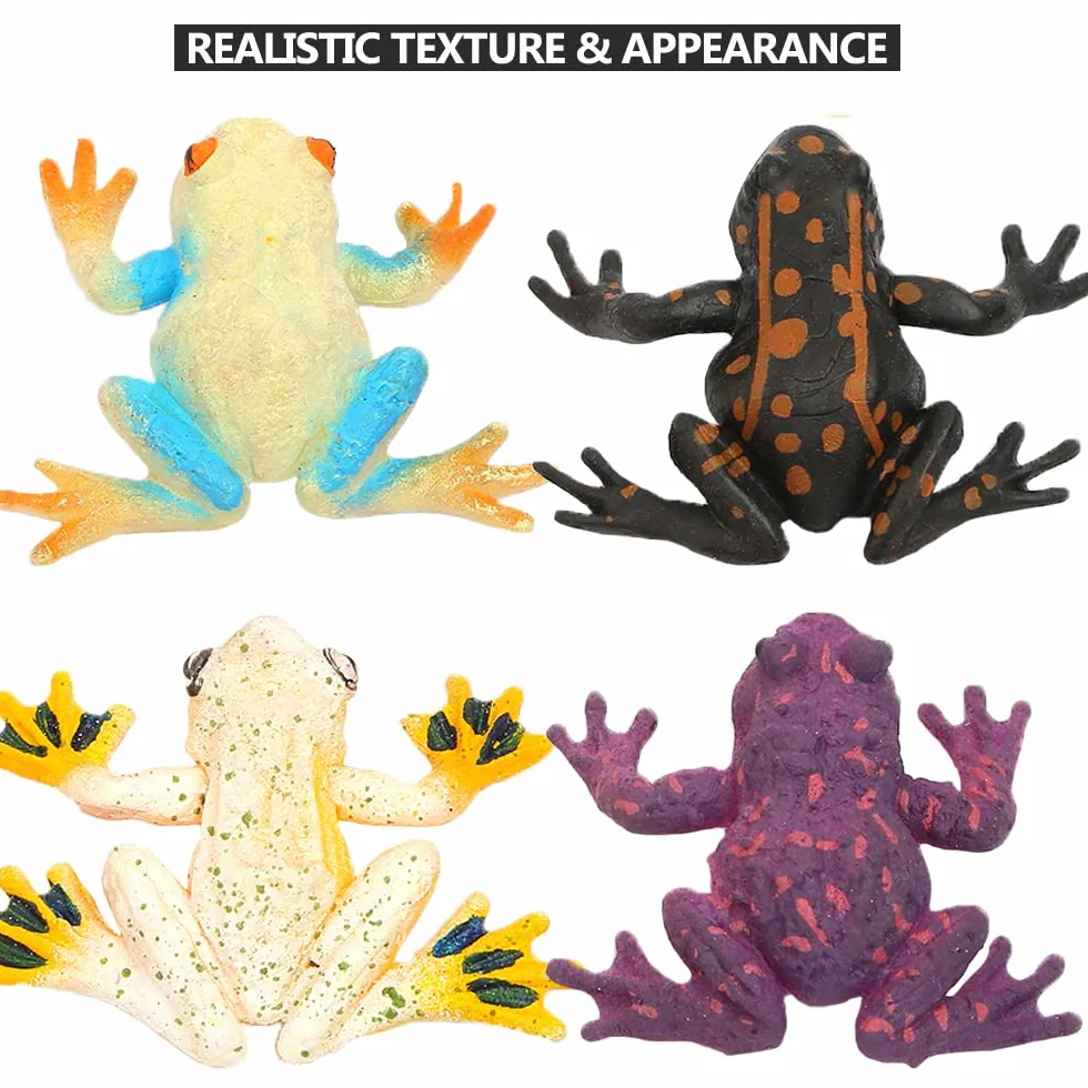 YeoNational&Toys Frog Toys, 12 Sacchetti Mini Rane Di Gomma, Gomma Elastica Flessibile, Soffice Ed Elastica, Ogni 2 Pollici