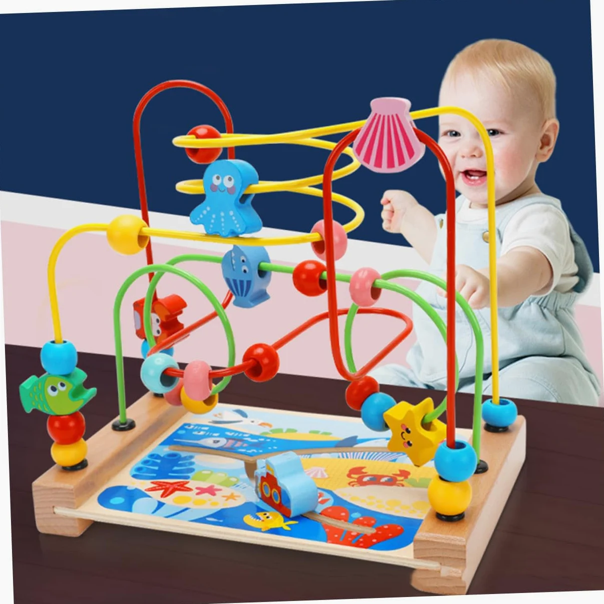 GARVALON Gioco Didattico Labirinto di Perline 1 Pz in Legno per Bambini | Decorazioni Scuola, per Compleanno e Festività, Superficie Liscia senza Bava, Aiuta la Presa