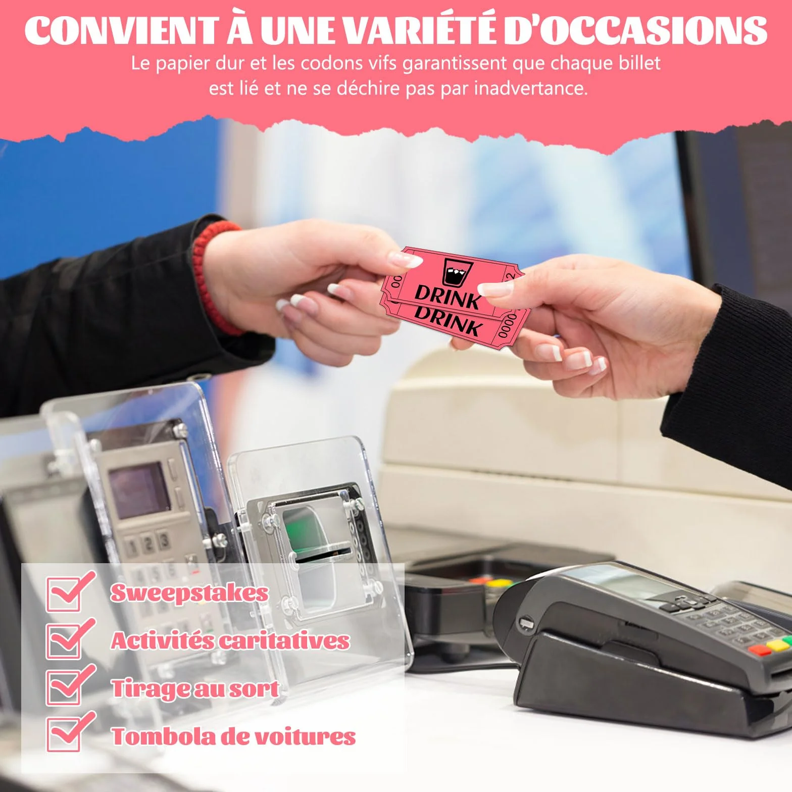 1000 Biglietti per Bevande Rosse | Biglietti Tombola Vincenti Buoni Consumo Gratuito Gettoni