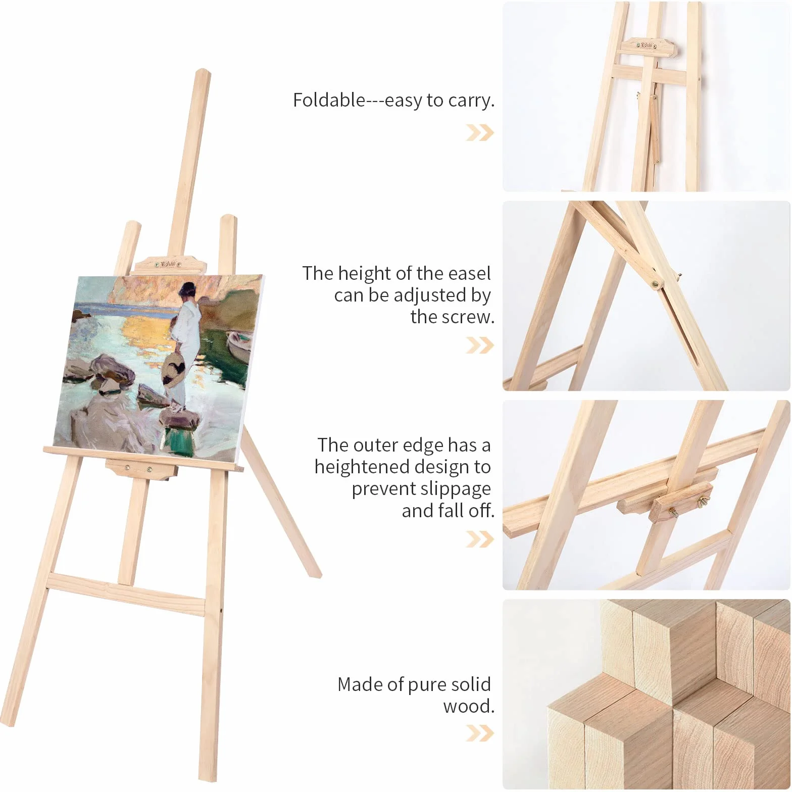 Cavalletto Pittura 150cm Legno Regolabile Portatile Professionale